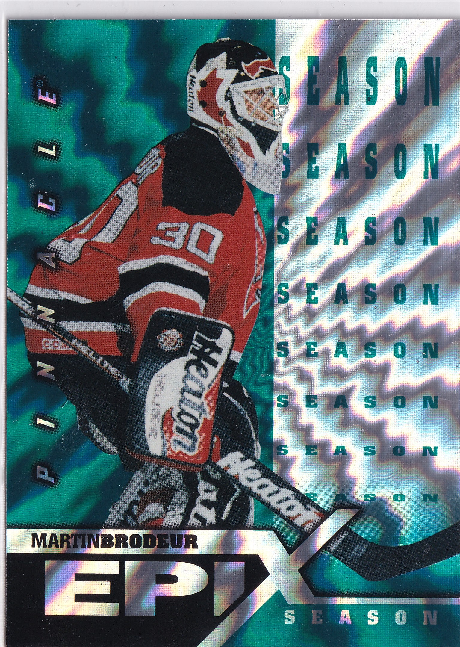 Martin Brodeur 1997–98 Pinnacle Epix Season Emerald #E8 – New Jersey Devils