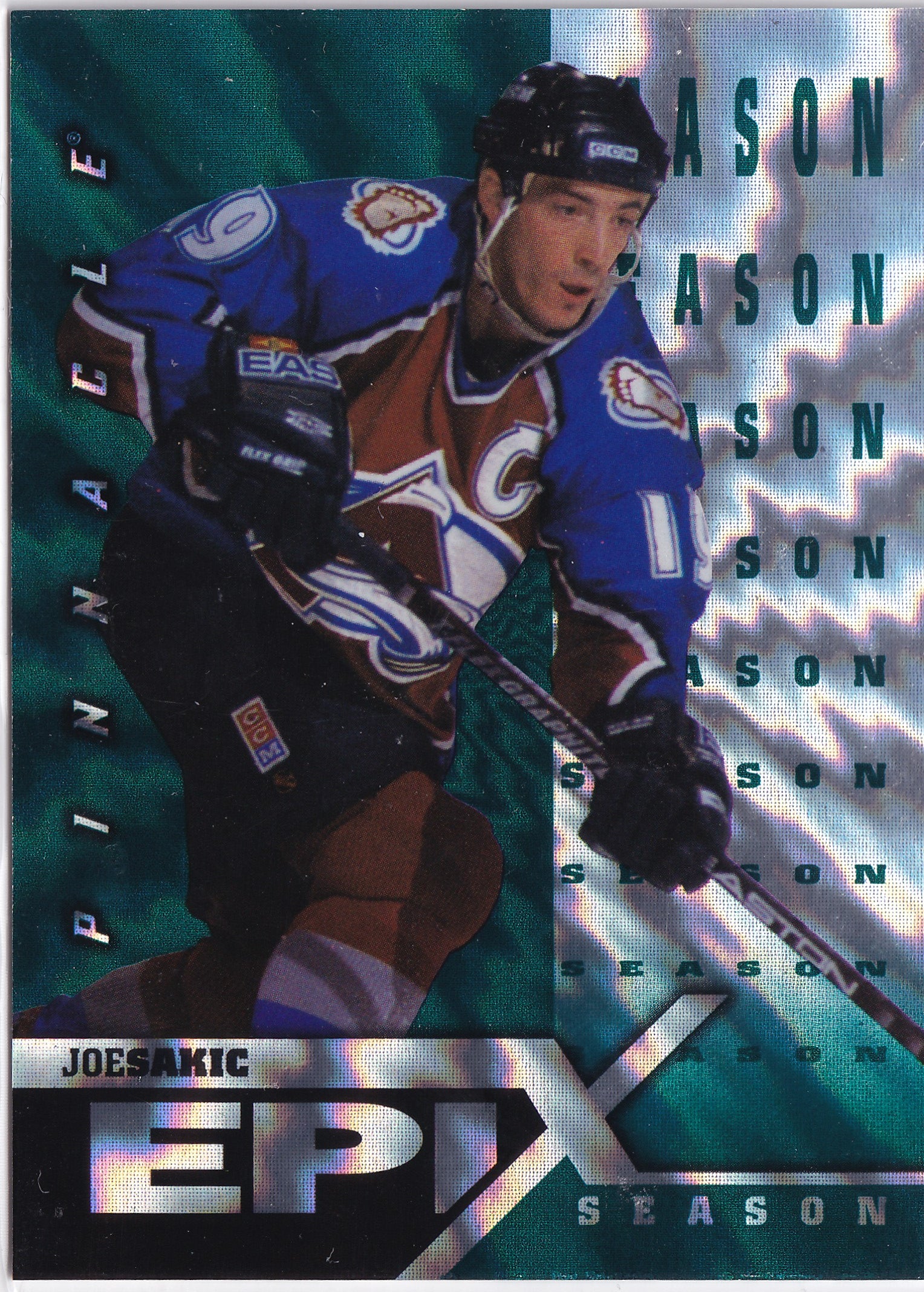 Joe Sakic 1997–98 Pinnacle Epix Season Emerald #E3 /50 – Colorado Avalanche