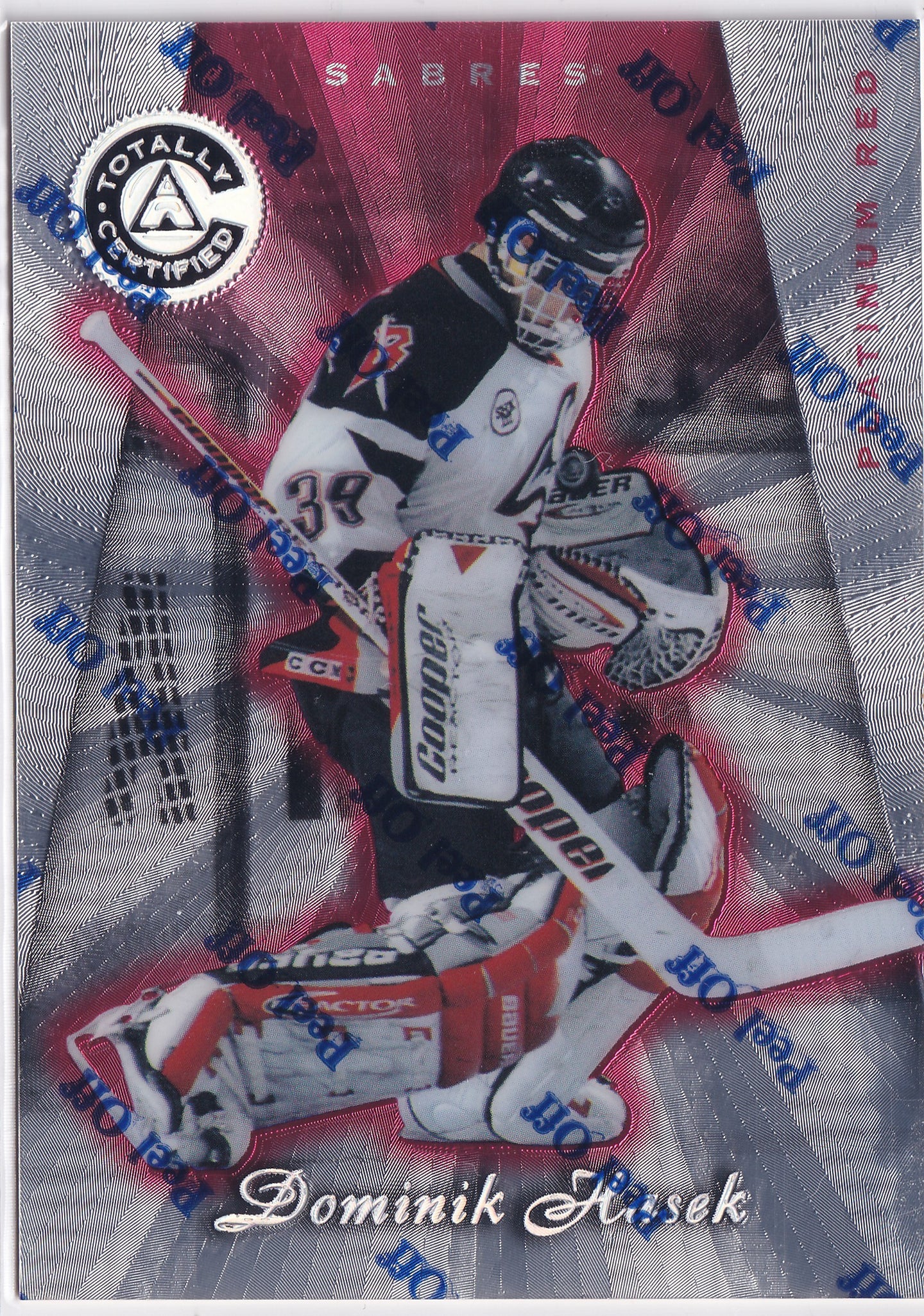 Dominik Hašek 1997–98 Pinnacle Totally Certified Platinum Red #1 /4299 – 0351/4299