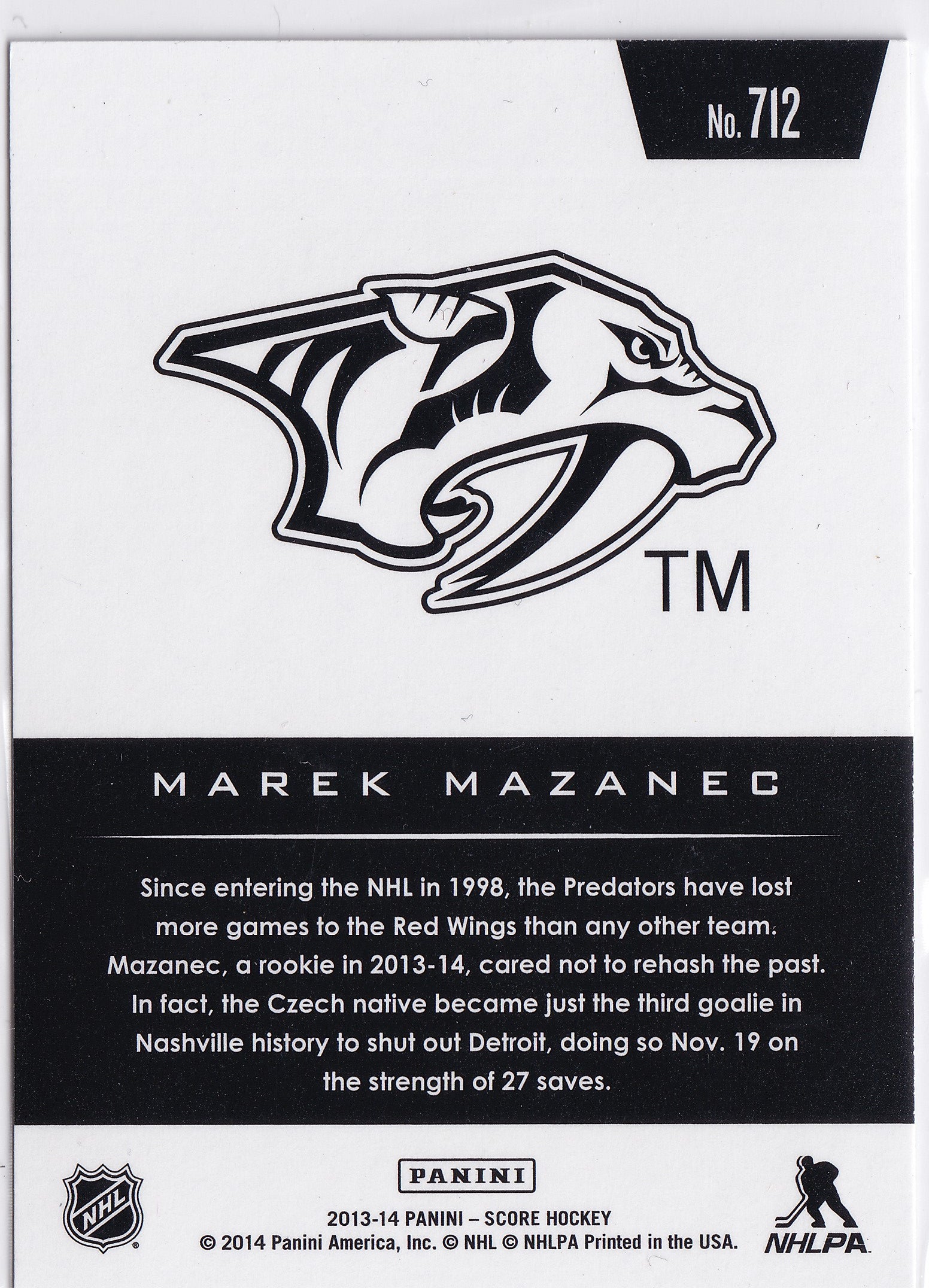 Marek Mazanec 2013-14 Score Hot Rookies RC #712