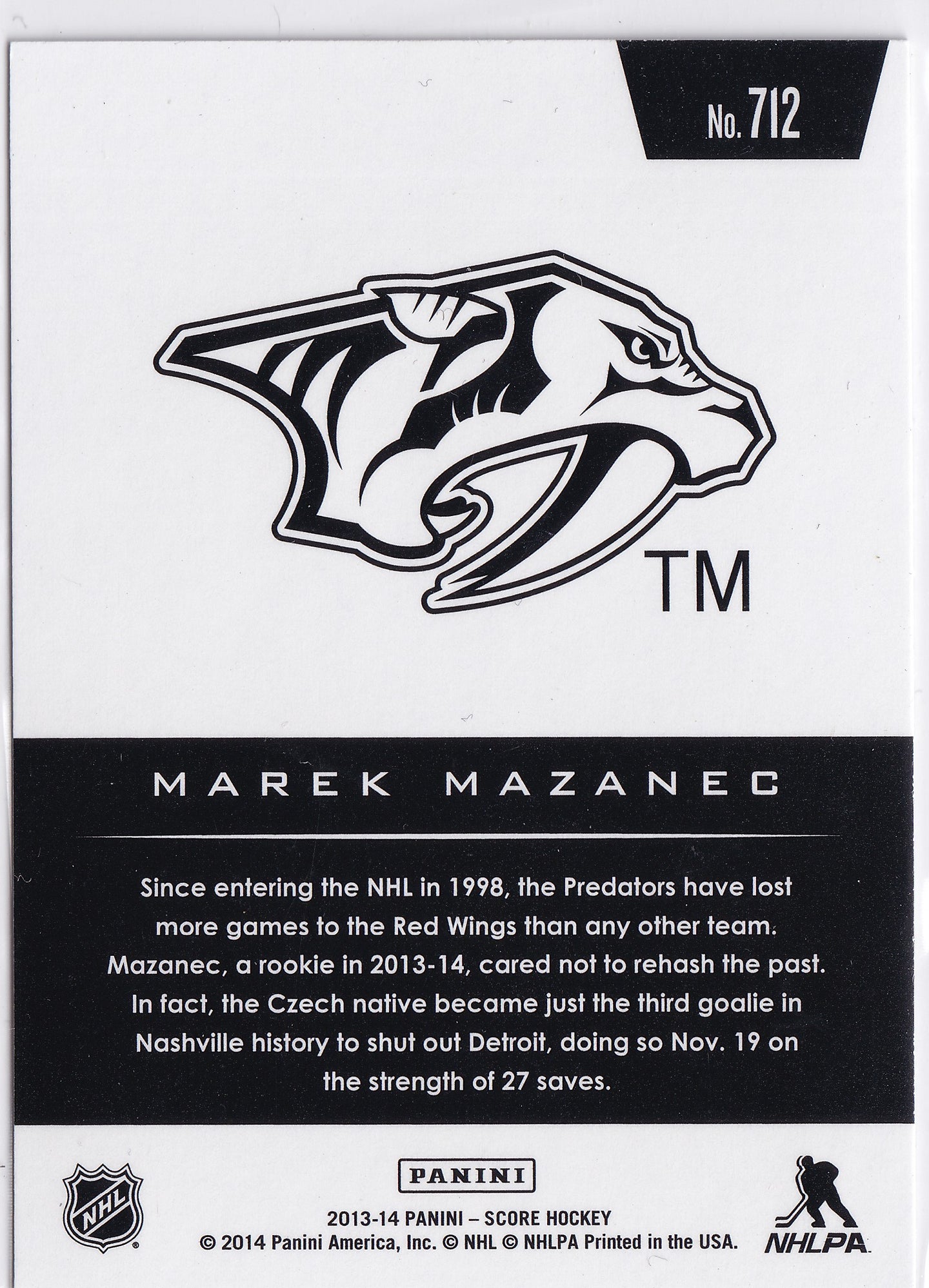 Marek Mazanec 2013-14 Score Hot Rookies RC #712