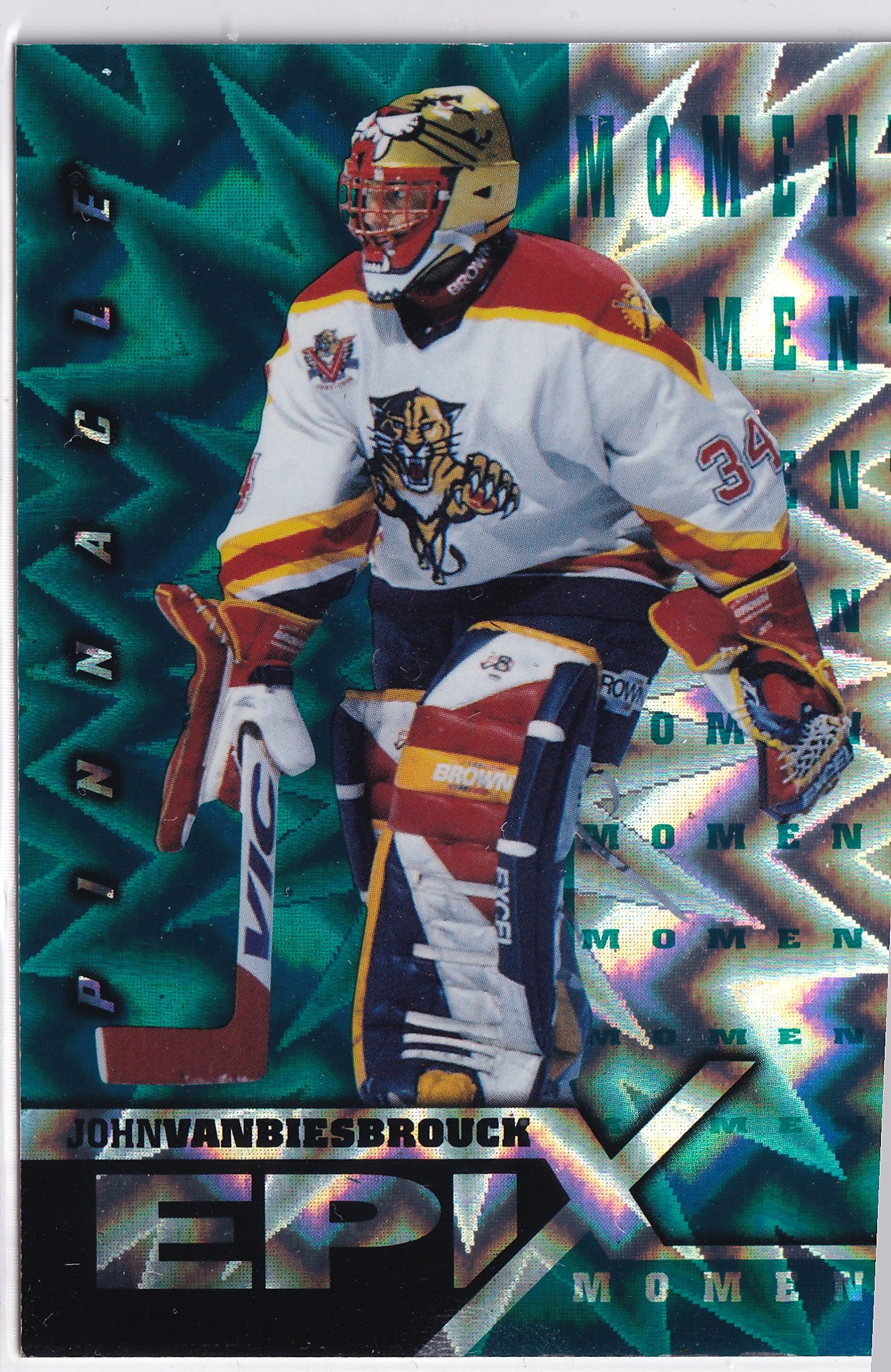 John Vanbiesbrouck 1997–98 Pinnacle Epix Moment Emerald #E2 – Florida Panthers