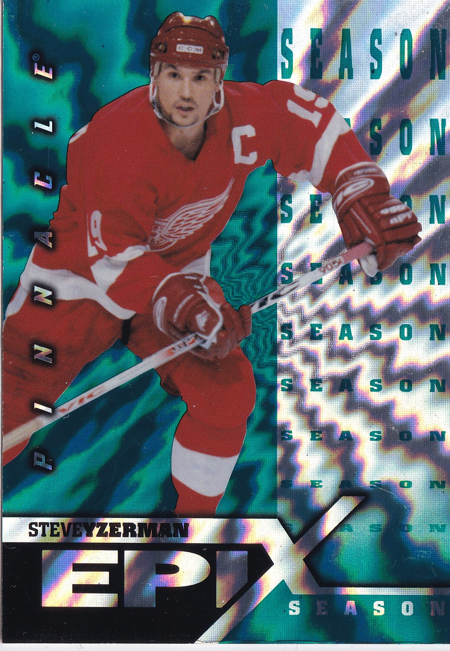 Steve Yzerman 1997–98 Pinnacle Epix Season Emerald #E9 – Detroit Red Wings