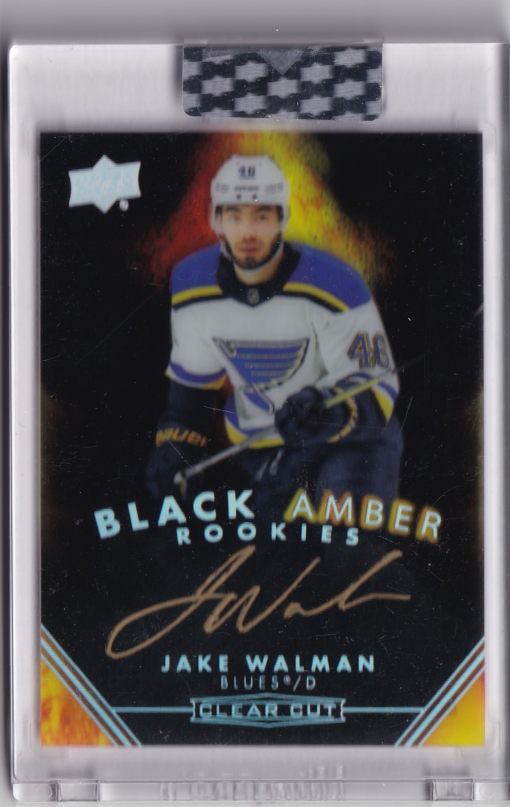2019-20 Upper Deck Clear Cut Jake Walman Black Amber Rookie Auto HHH-JW