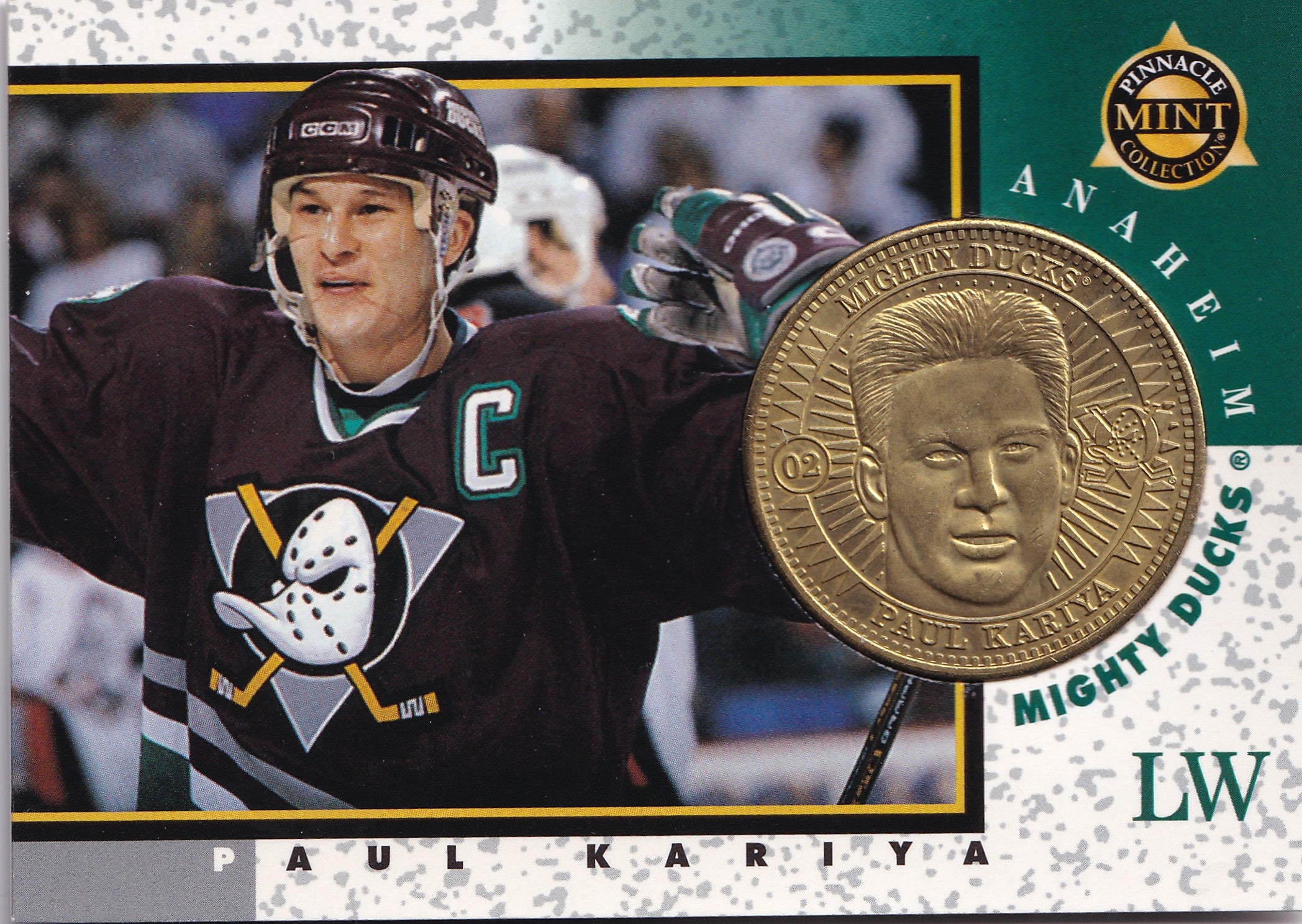 1997-98 Pinnacle Mint Collection #2 Paul Kariya – karta s mosazným medailonem
