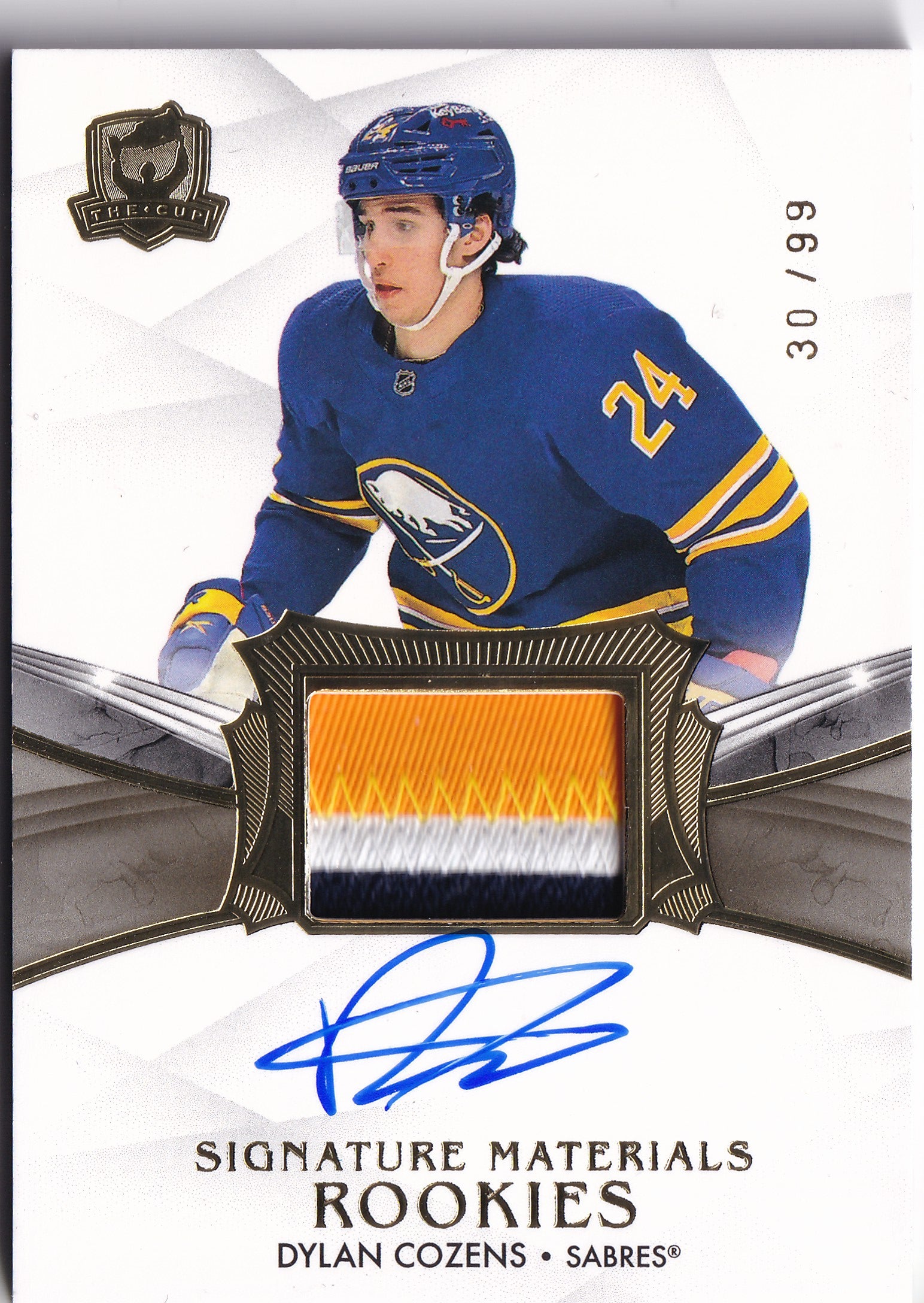 Dylan Cozens 2020-21 Upper Deck The Cup Signature Materials Rookies Auto Patch /99 #SP-DC – 30/99