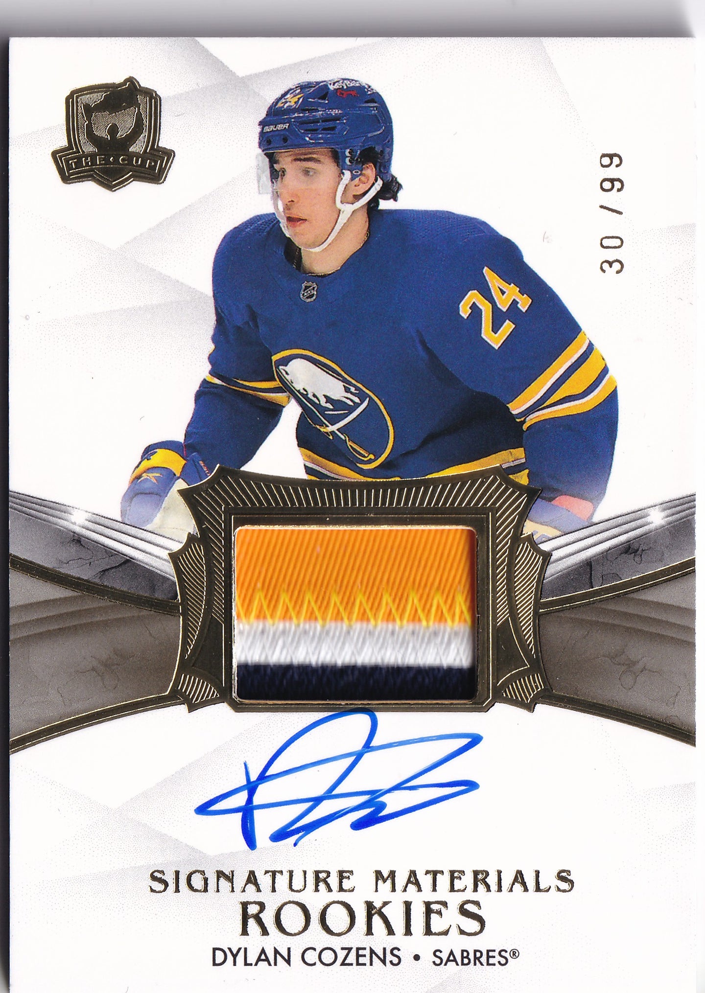Dylan Cozens 2020-21 Upper Deck The Cup Signature Materials Rookies Auto Patch /99 #SP-DC – 30/99
