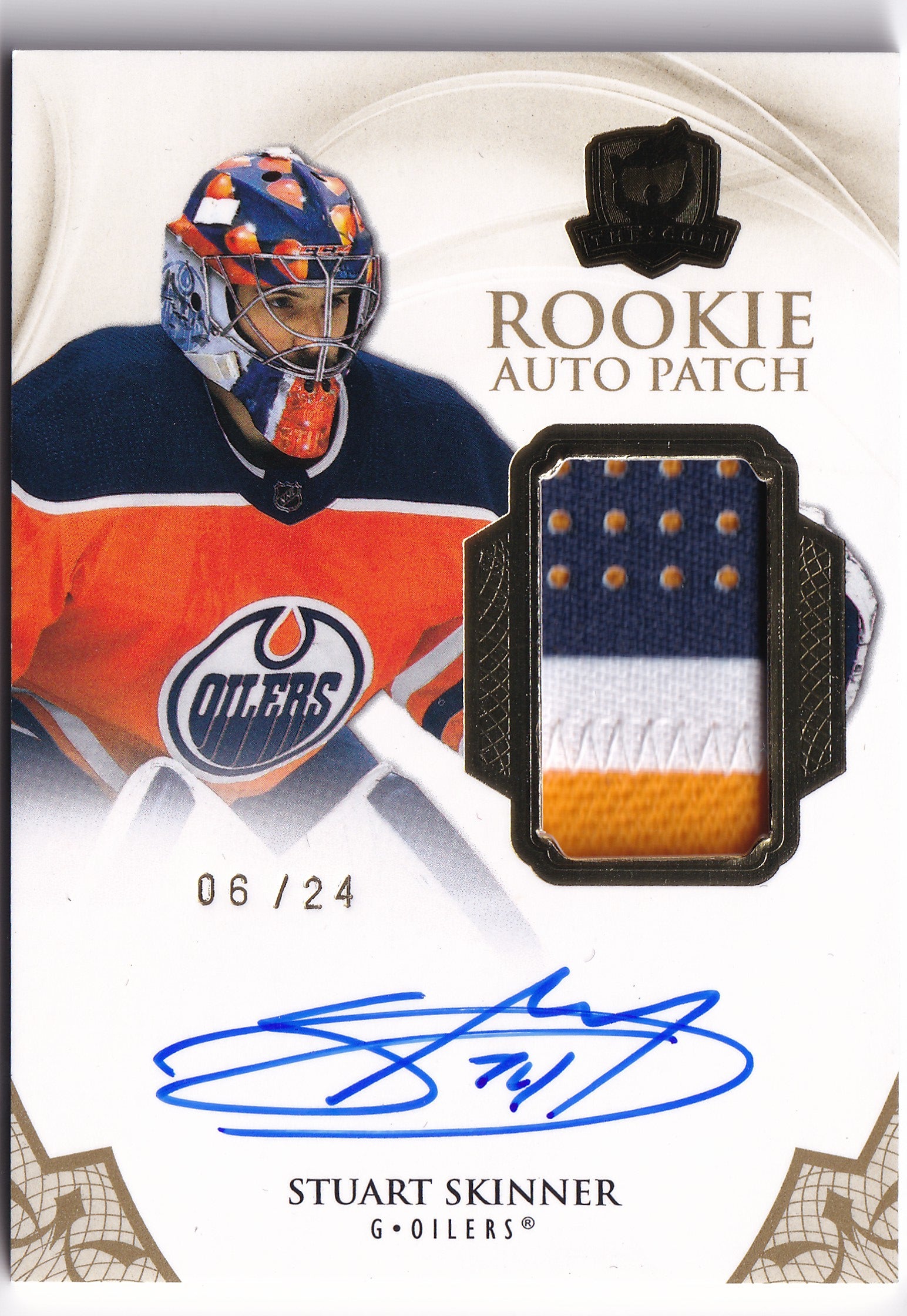 Stuart Skinner 2020-21 Upper Deck The Cup Gold Foil Rookie Auto Patch /24 #173 – 06/24