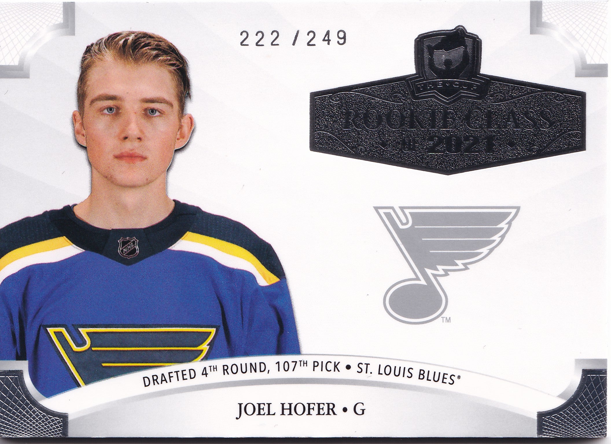 Joel Hofer 2020-21 Upper Deck The Cup Rookie Class of 2021 /249 #2020-JH – 222/249