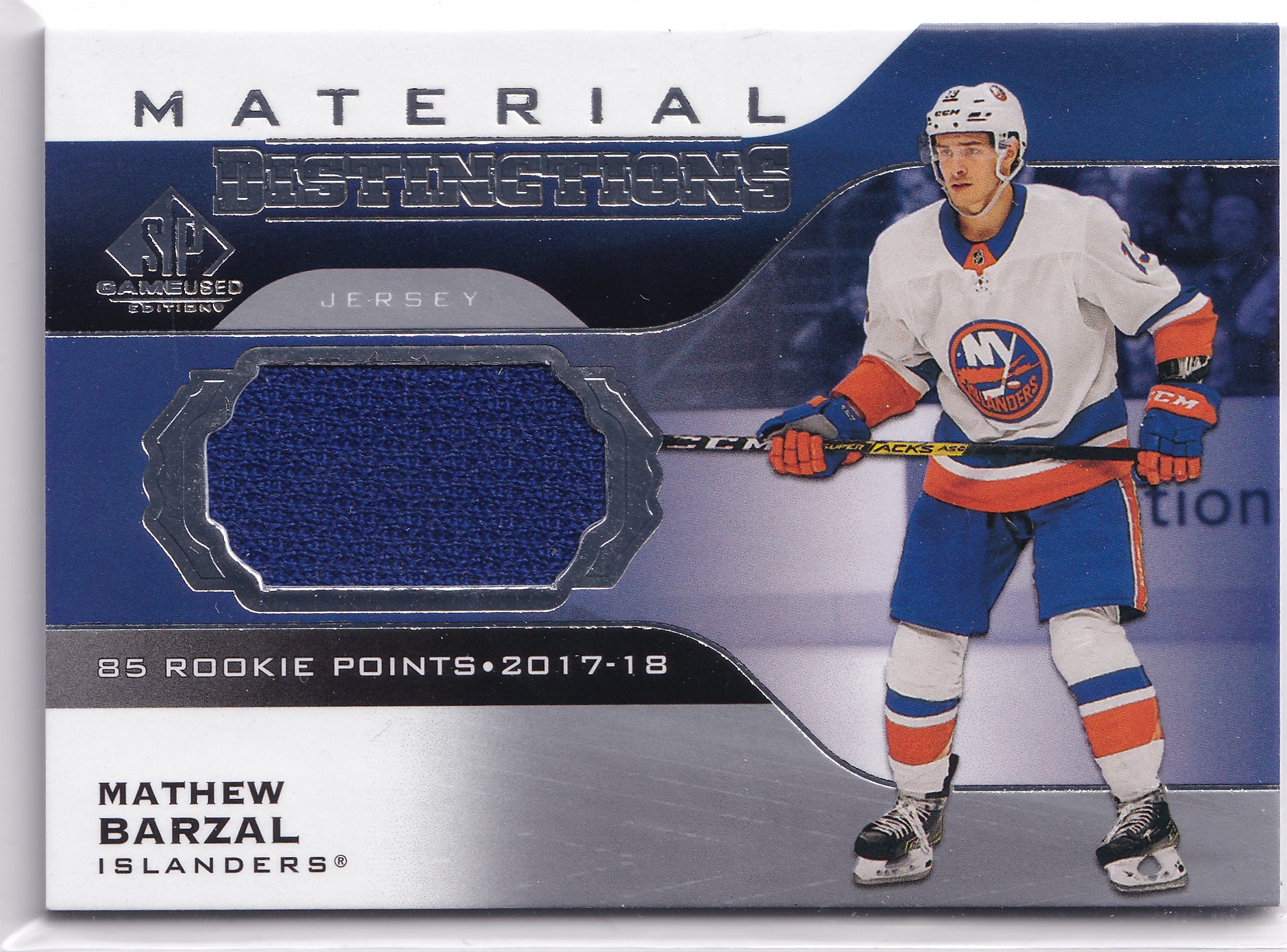 Mathew Barzal – 2020-21 Upper Deck SP Game Used Material Distinctions Jersey #DM-MB