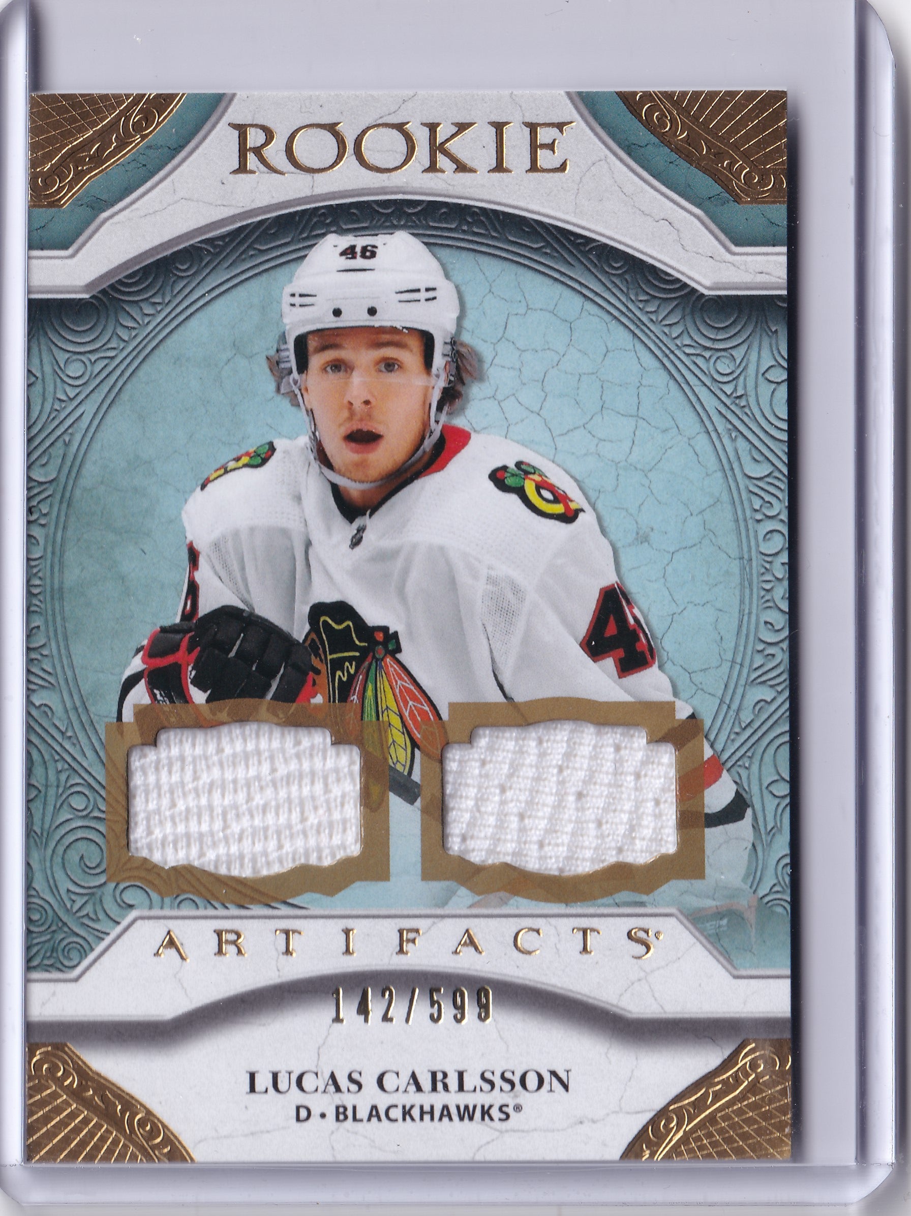 Lucas Carlsson – 2020-21 Upper Deck Artifacts Rookie Dual Jersey #177 /599