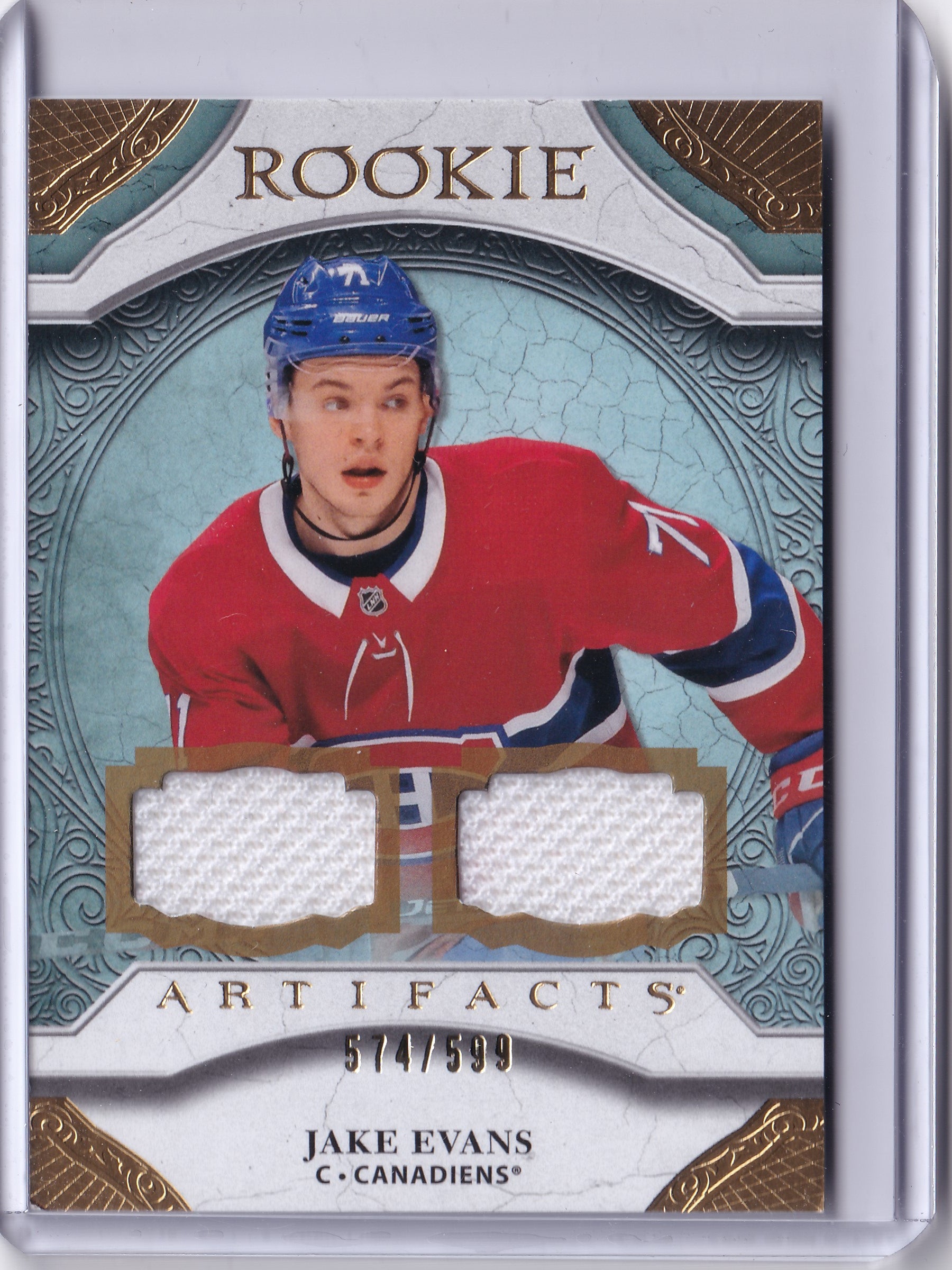 Jake Evans – 2020-21 Upper Deck Artifacts Rookie Dual Jersey #167 /599