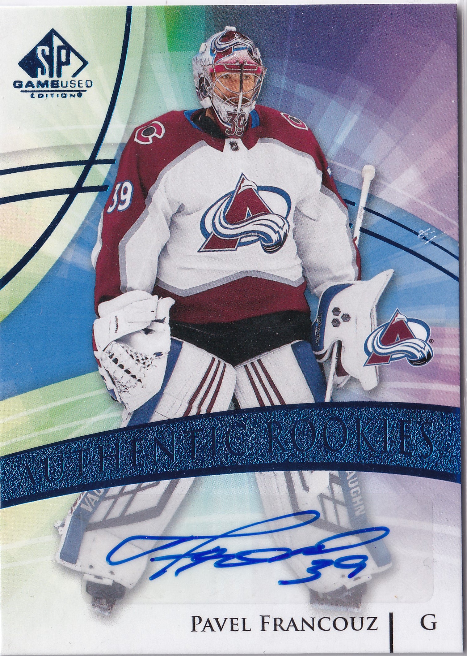 Pavel Francouz – 2020-21 SP Game Used Authentic Rookies Blue Autographs #197 – Rookie Auto