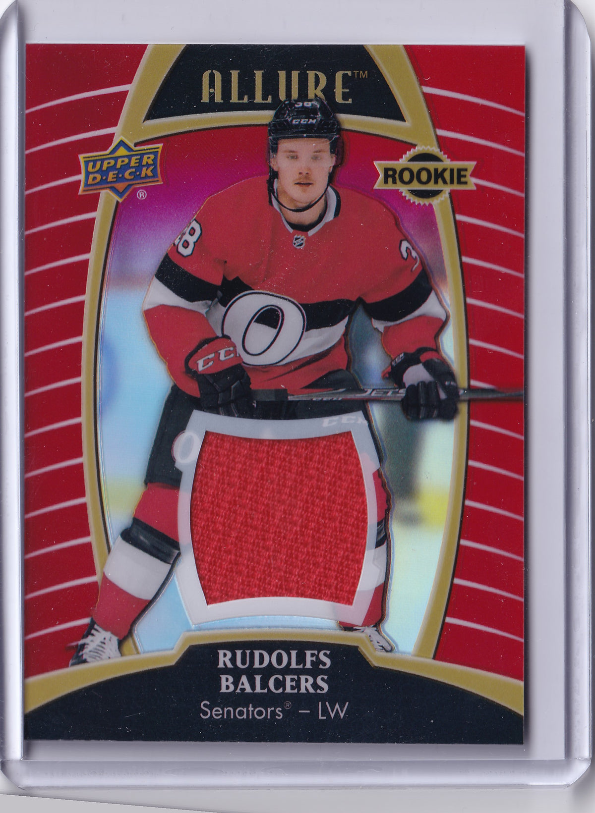Rudolfs Balcers – 2019-20 Upper Deck Allure Red Rainbow Rookie Jersey #82 RC