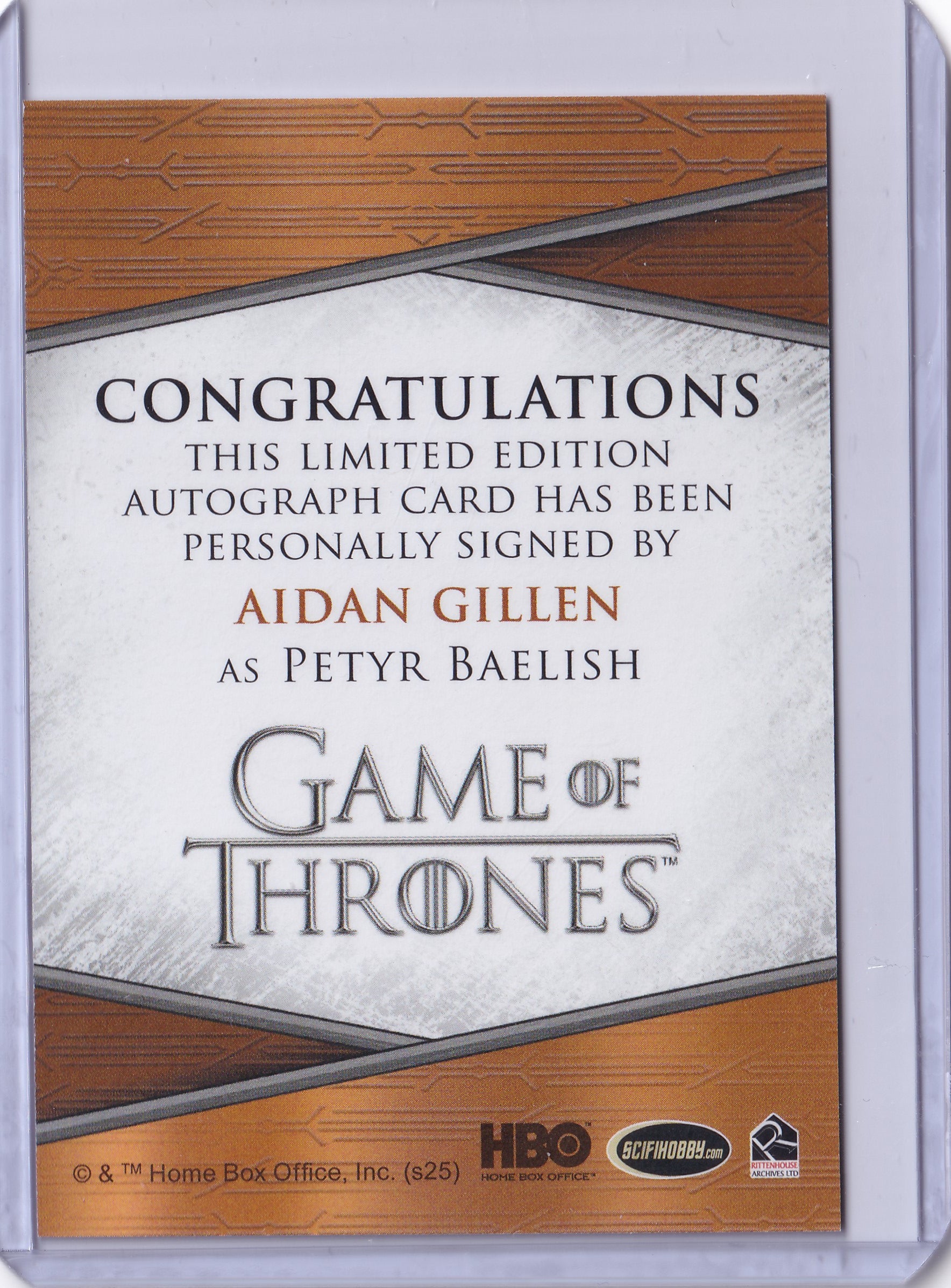 Aidan Gillen as Petyr Baelish – Inscription Autograph – 2020 Game of Thrones The Complete Series