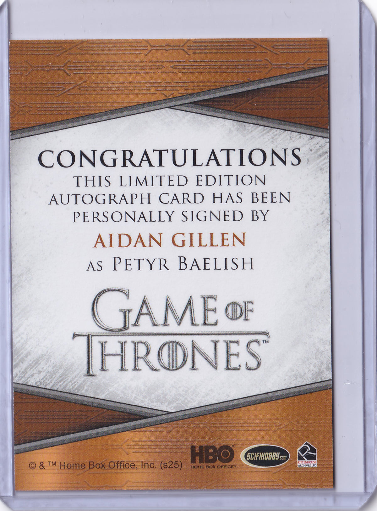 Aidan Gillen as Petyr Baelish – Inscription Autograph – 2020 Game of Thrones The Complete Series