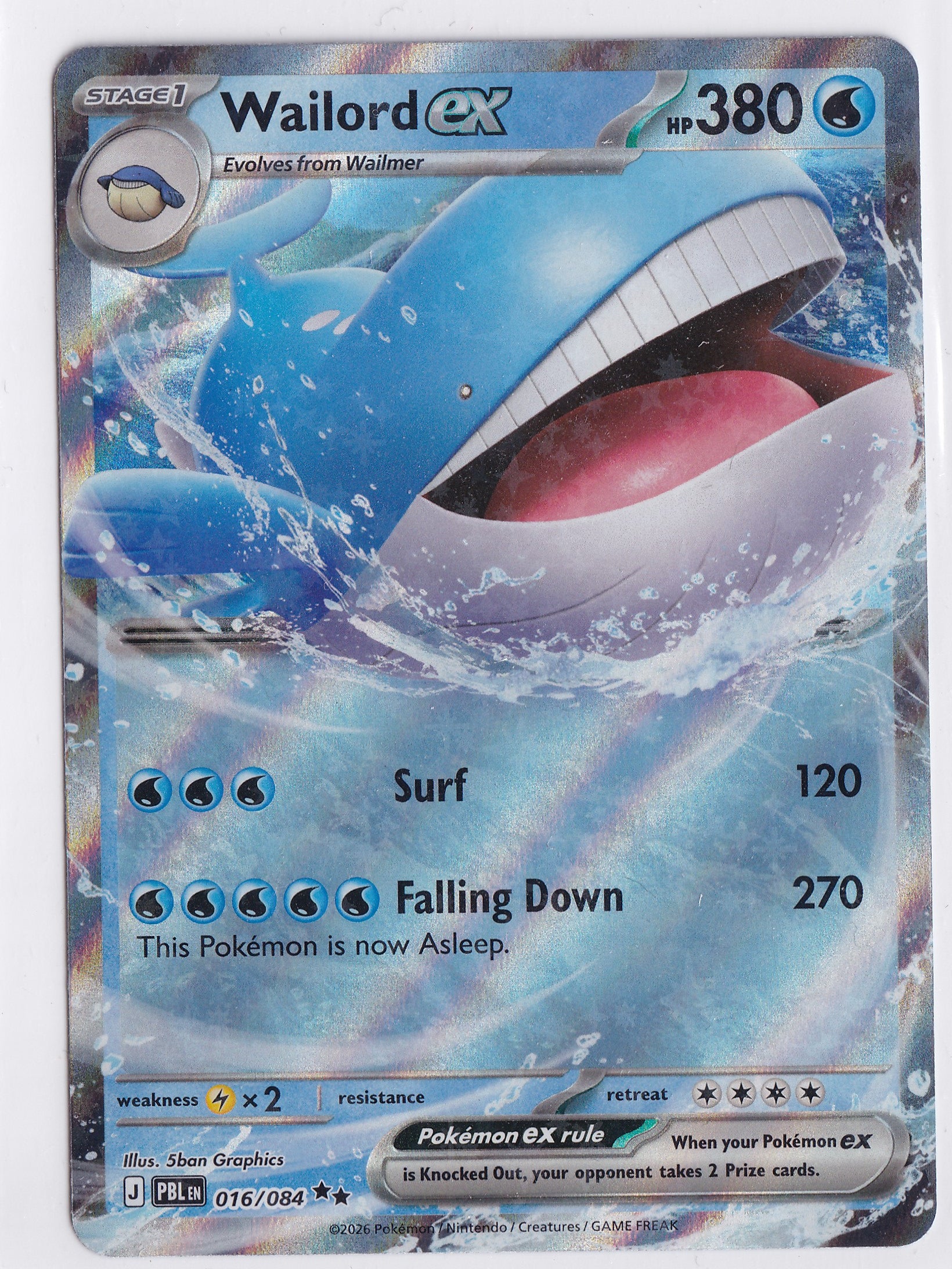 Wailord ex 016/084 – Double Rare – Pokémon TCG Pitch Black
