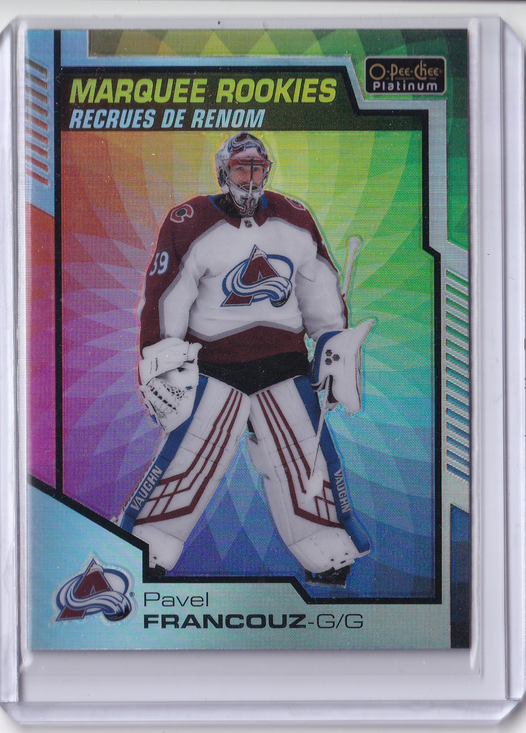 Pavel Francouz – 2020-21 O-Pee-Chee Platinum Marquee Rookies Rainbow Color Wheel RC #185 – Colorado Avalanche