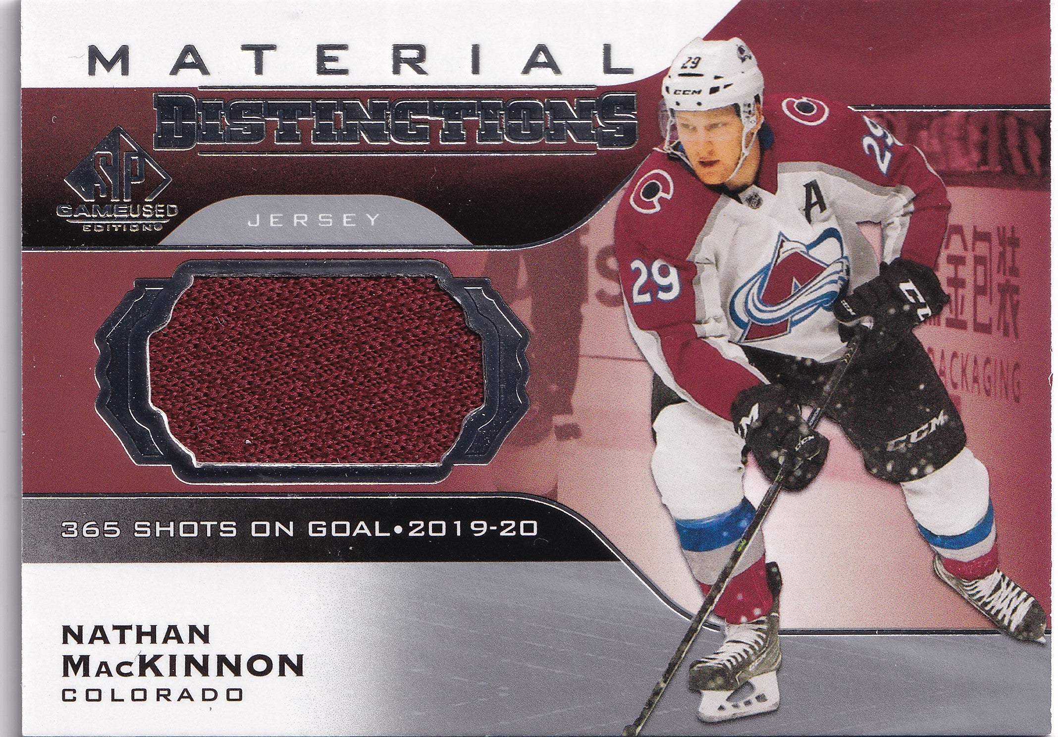 Nathan MacKinnon – 2020-21 SP Game Used Material Distinctions Jersey #DM-NM