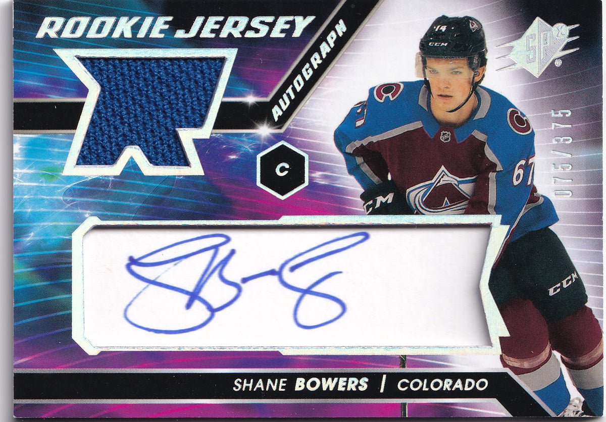 Shane Bowers – 2020-21 Upper Deck SPx Rookie Jersey Autograph #SB /375 – Auto + Jersey RC – Colorado Avalanche