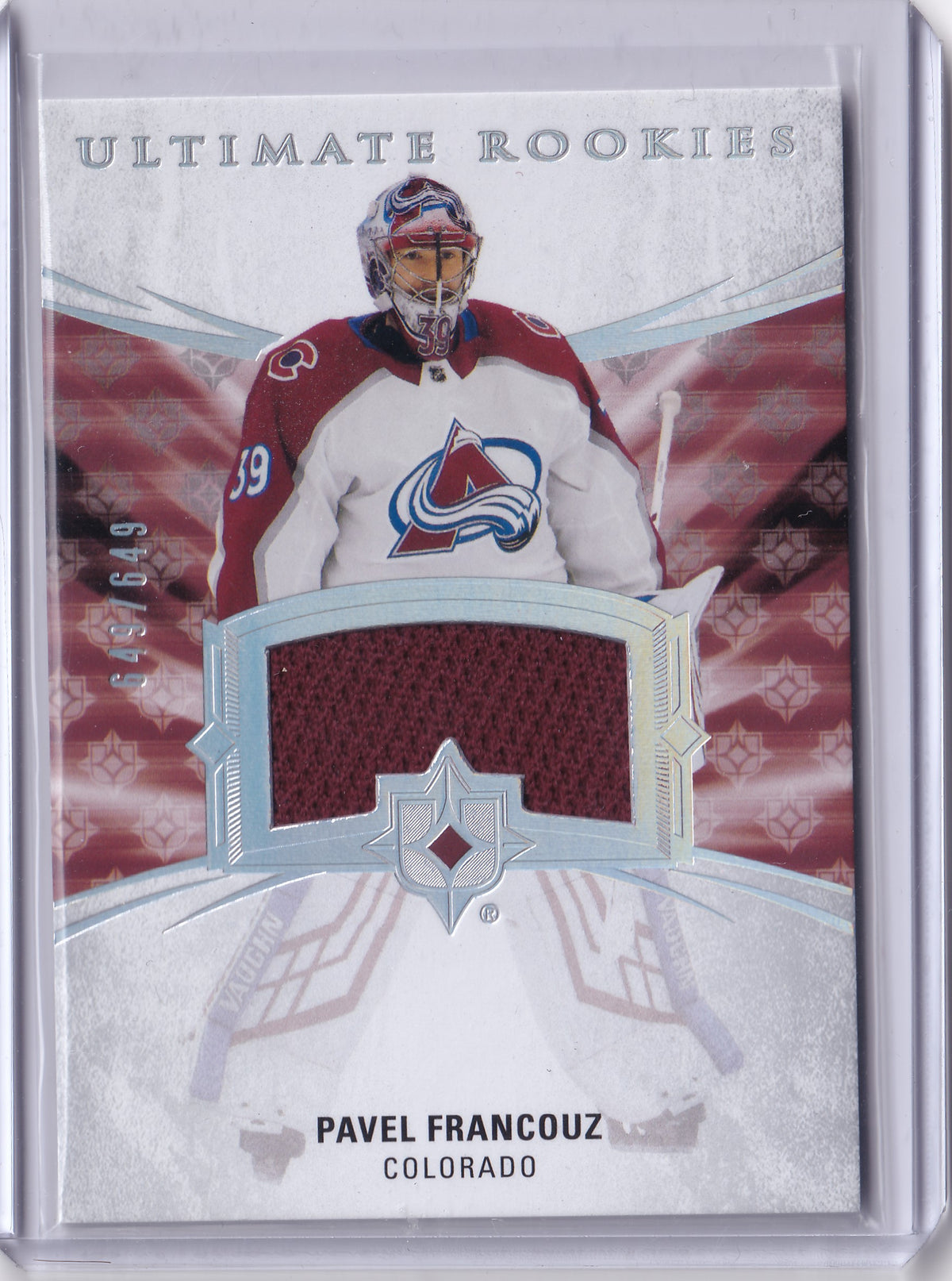 Pavel Francouz #159 – Ultimate Rookies Jersey 049/649 – 2020-21 Upper Deck Ultimate Collection