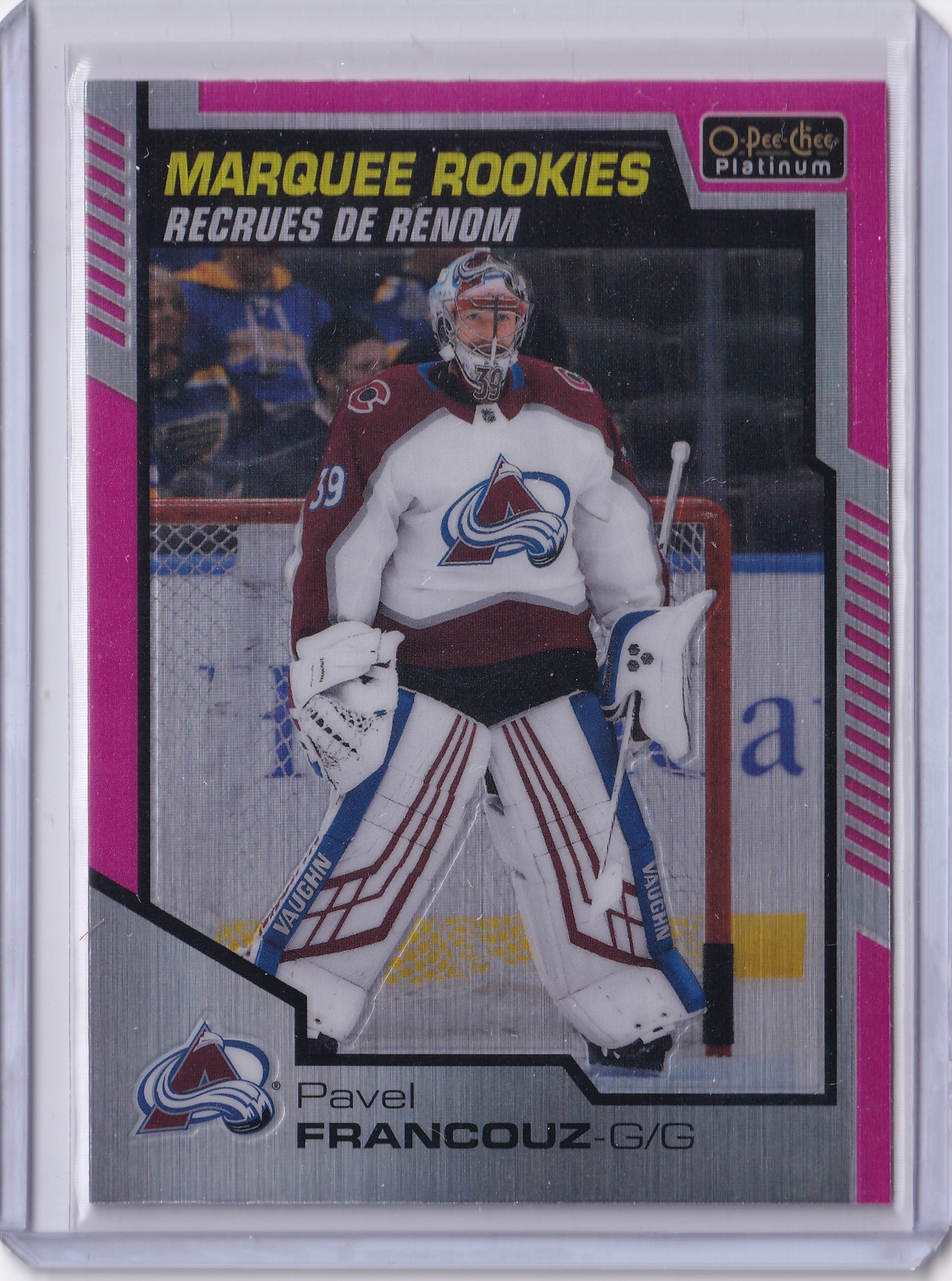 Pavel Francouz – 2020-21 O-Pee-Chee Platinum Marquee Rookies Matte Pink RC #185 – Colorado Avalanche