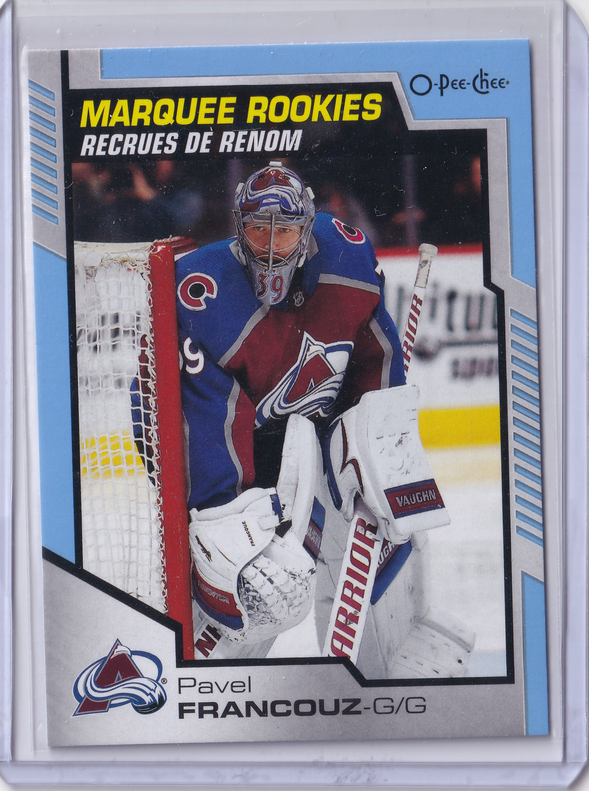 Pavel Francouz – 2020-21 Upper Deck O-Pee-Chee Update Marquee Rookies Blue Border RC #648 – Colorado Avalanche