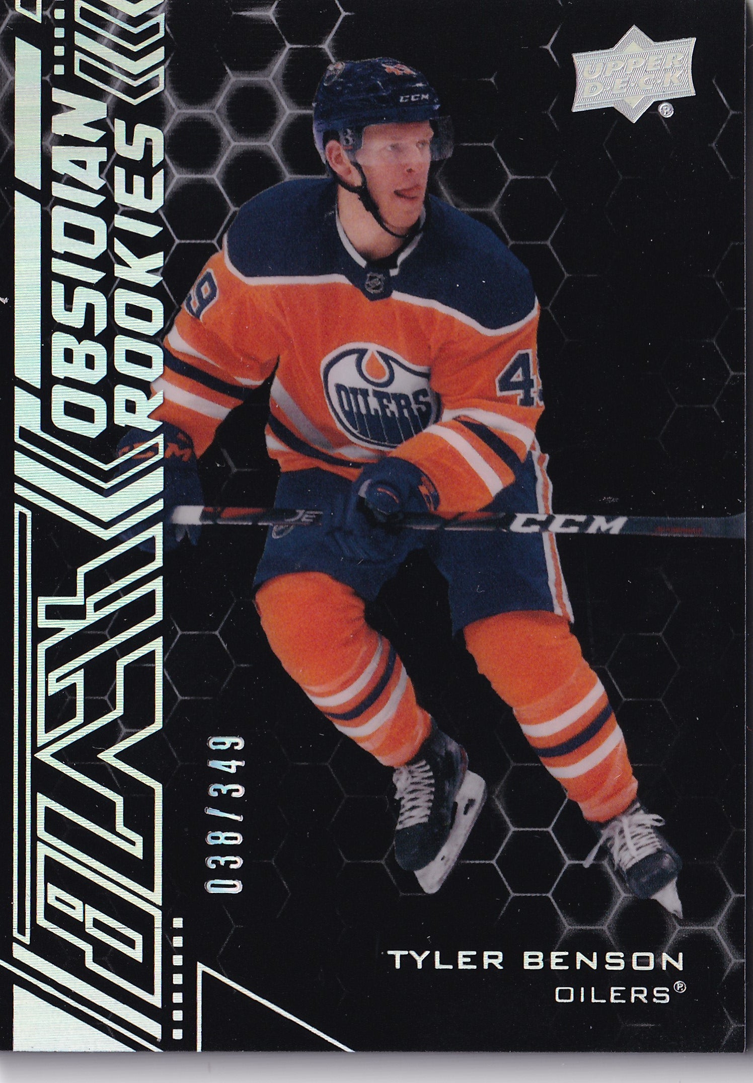 Tyler Benson – 2020-21 UD Black Obsidian Rookies #OR-16 /349 – Edmonton Oilers