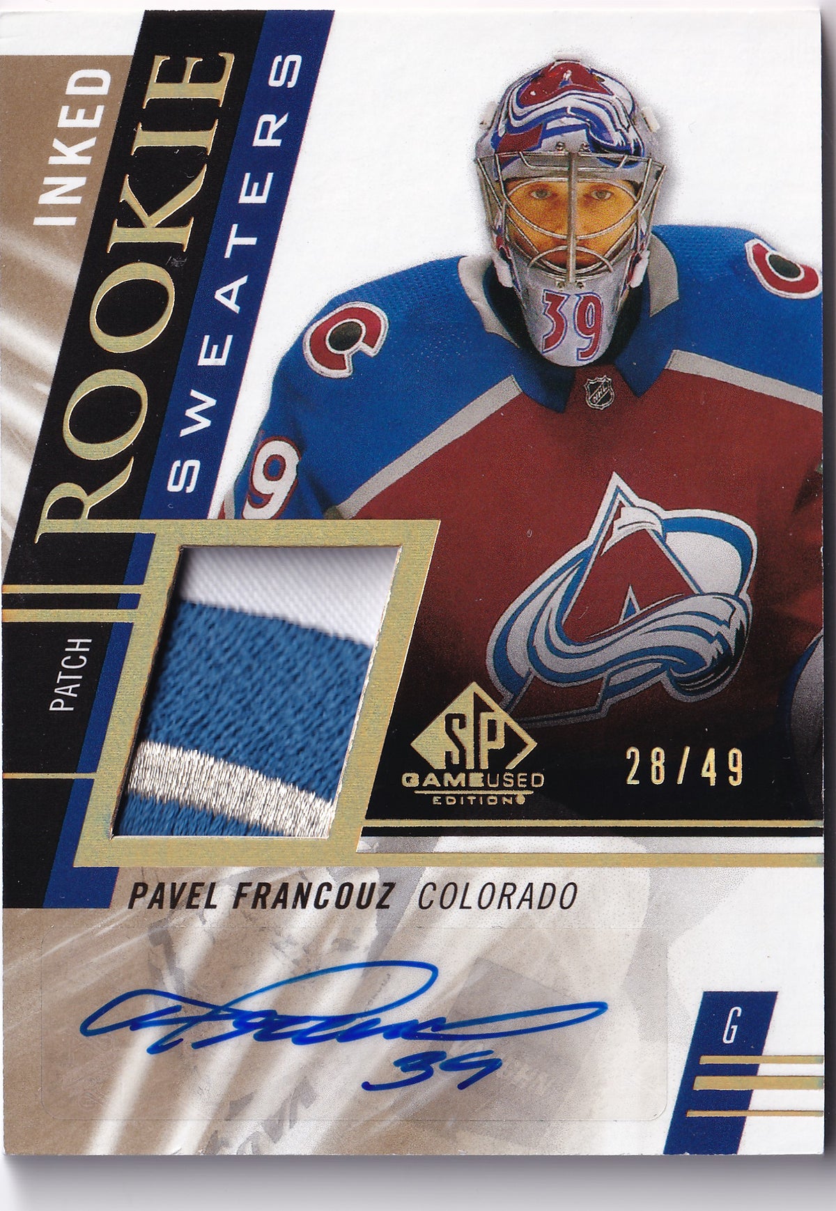 Pavel Francouz – 2020-21 SP Game Used Inked Rookie Sweaters Patch Auto /49 #RS-PF