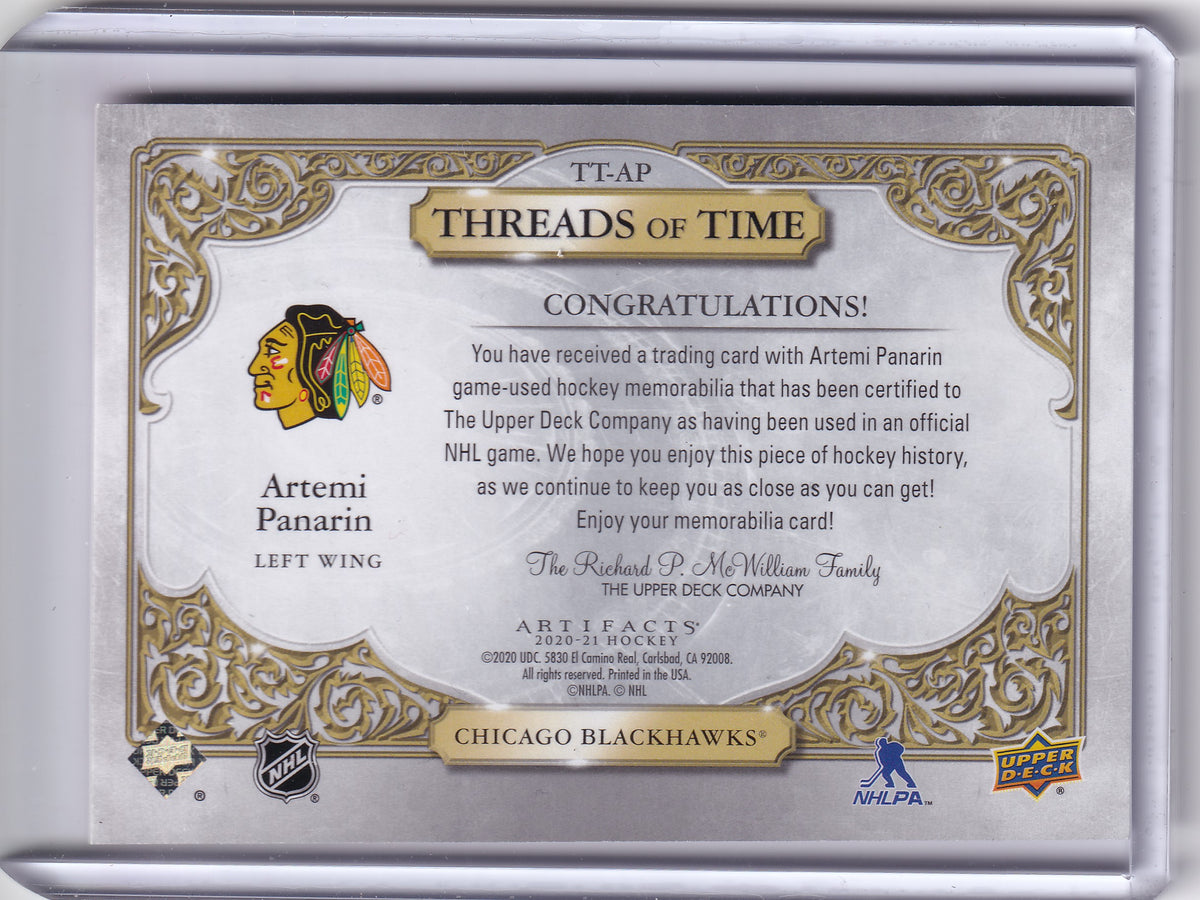 Artemi Panarin – 2020-21 Upper Deck Artifacts Threads of Time Game-Used Jersey #TT-AP