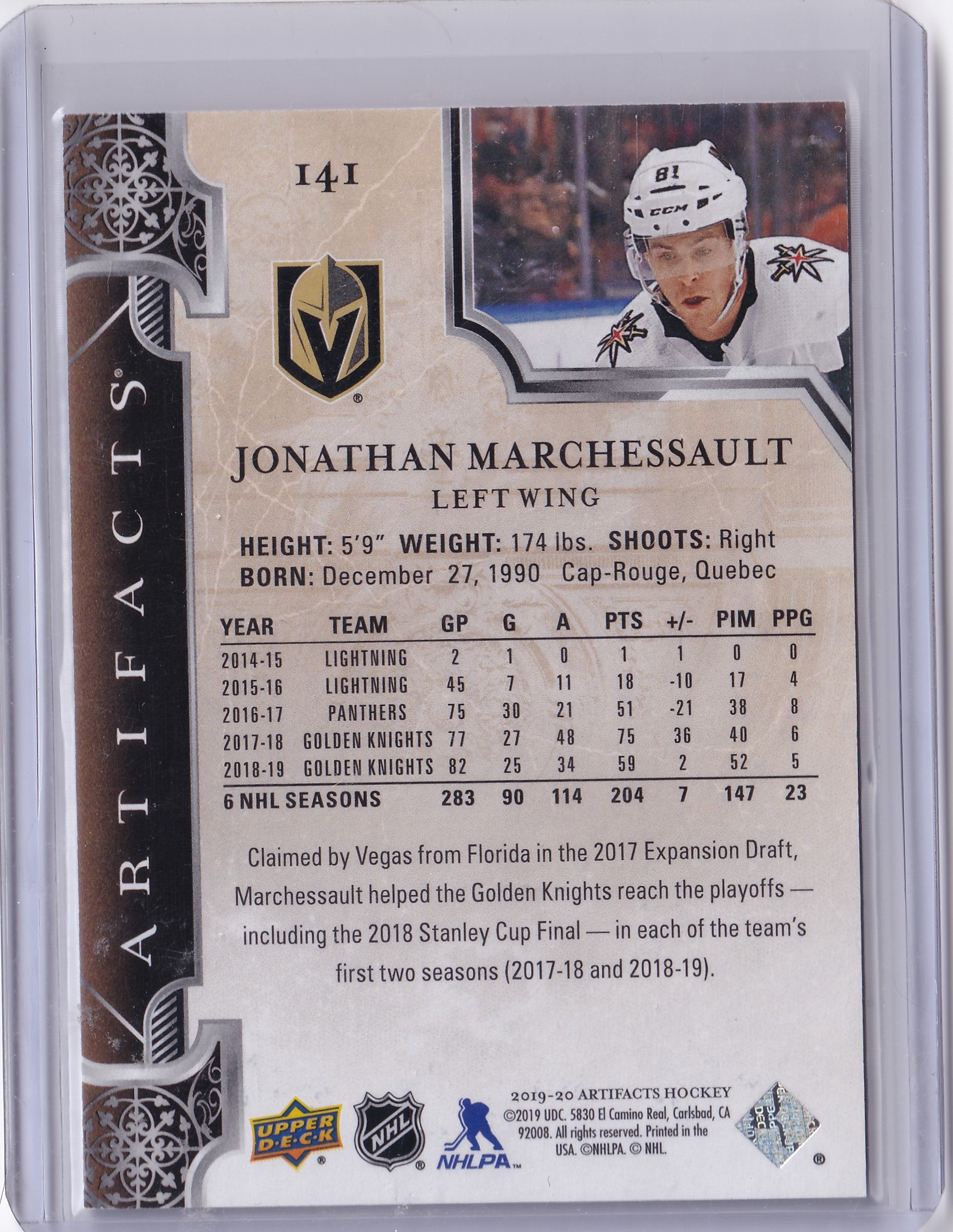 Jonathan Marchessault – 2019-20 Upper Deck Artifacts #141 /699