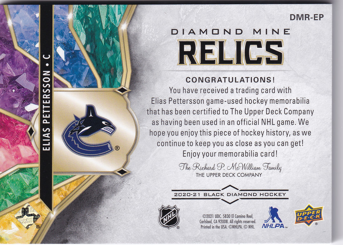 Elias Pettersson – 2020-21 Upper Deck Black Diamond Diamond Mine Relics DMR-EP