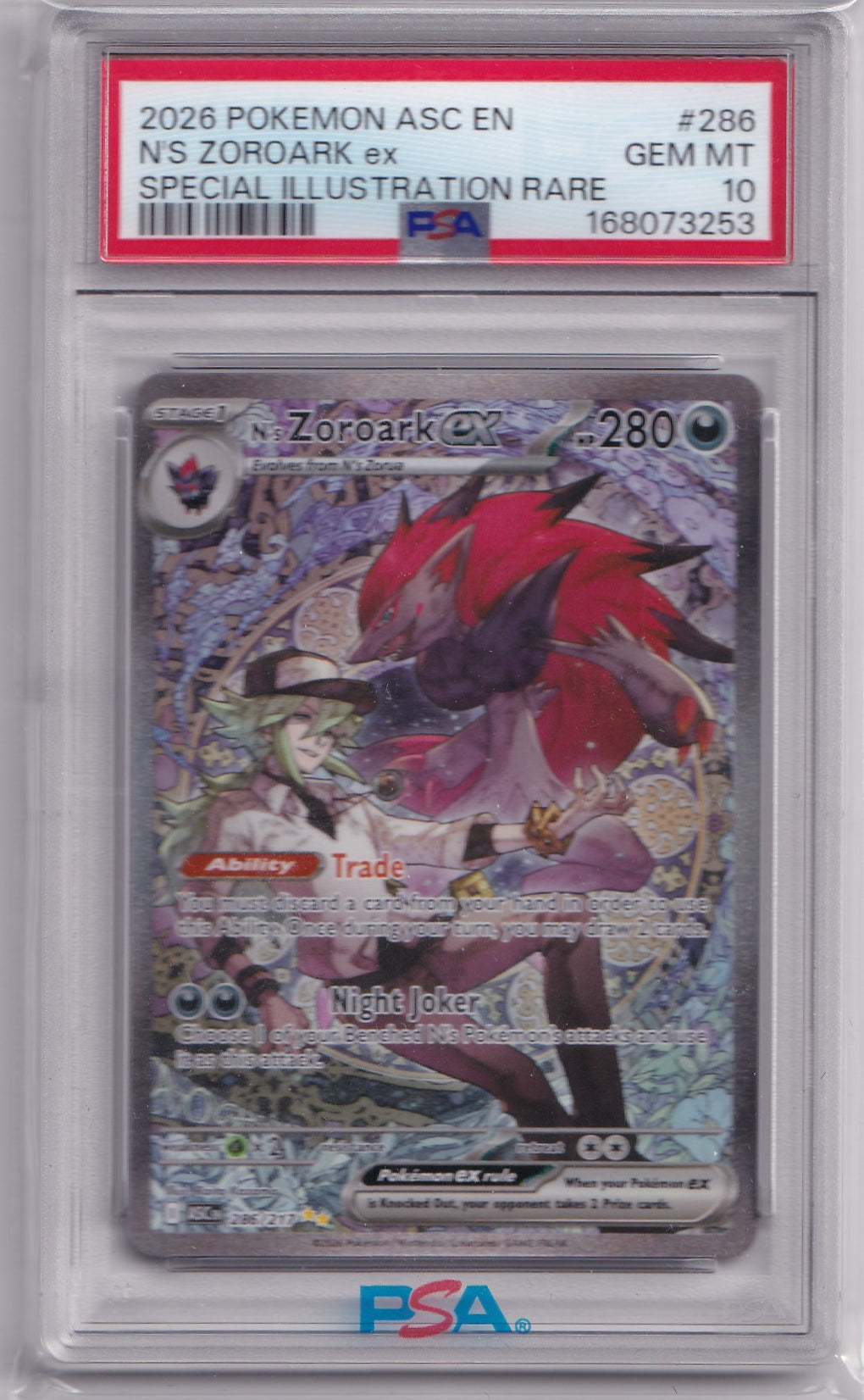 N’s Zoroark ex #286/217 – Special Illustration Rare – PSA 10 GEM MINT
