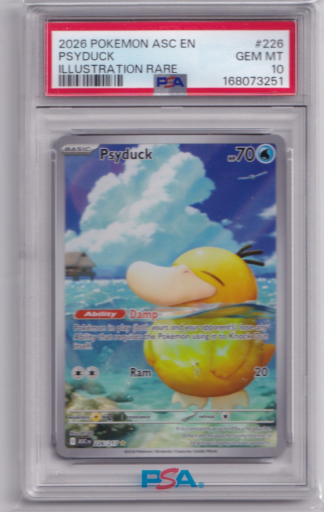 Psyduck #226/217 – Ascended Heroes Illustration Rare – PSA 10 GEM MINT