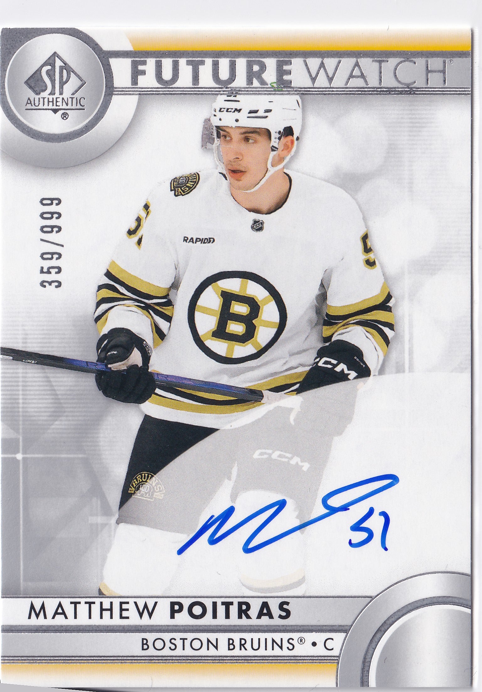 Matthew Poitras 2023-24 SP Authentic Future Watch Auto #177 RC /999