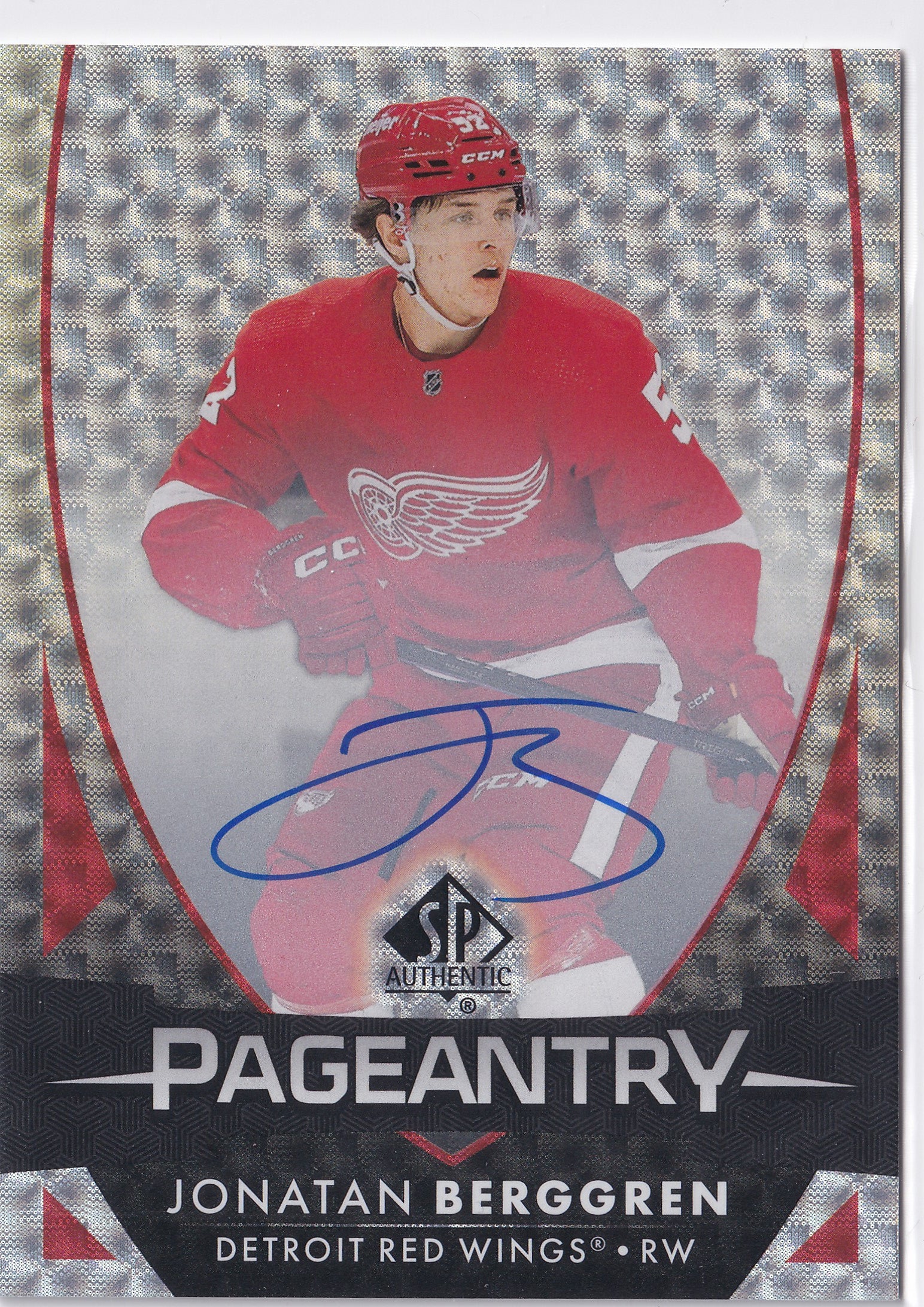 Jonatan Berggren 2023-24 SP Authentic Pageantry Autograph #P-6 Detroit Red Wings