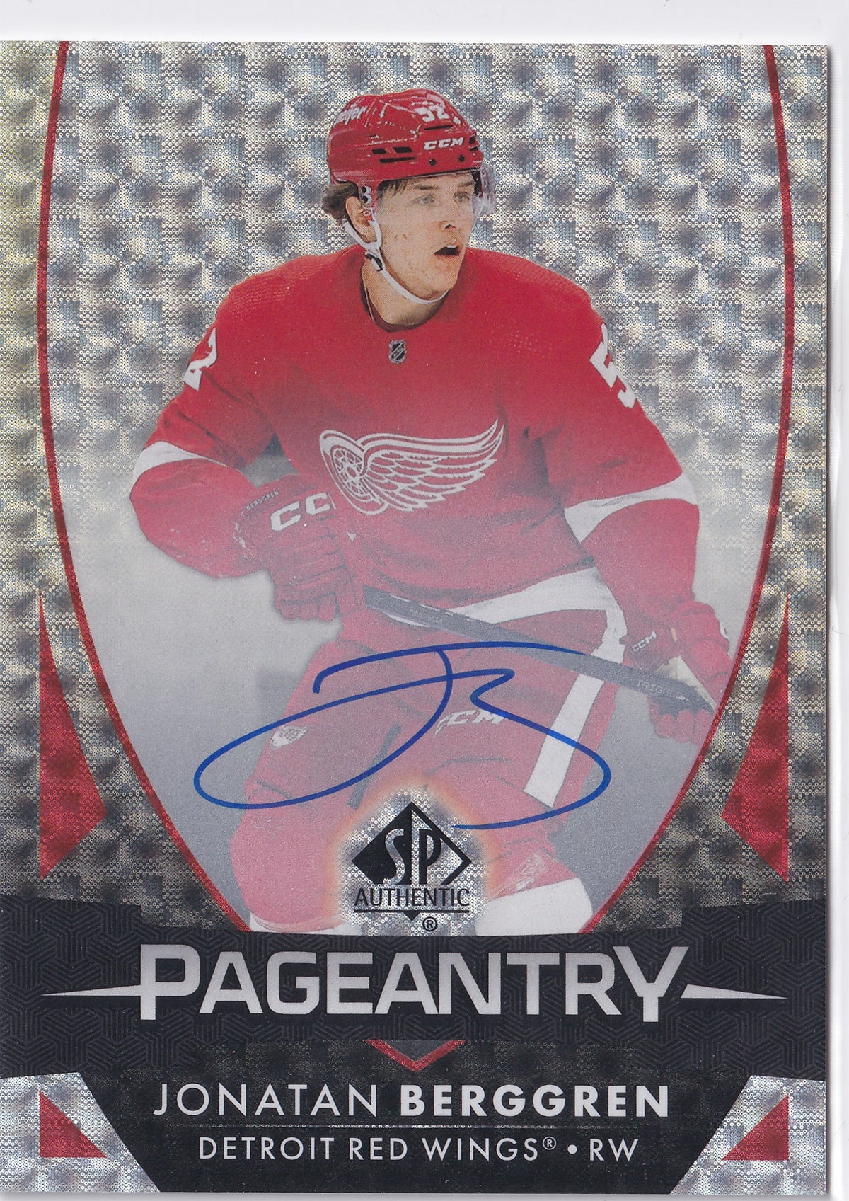 Jonatan Berggren 2023-24 SP Authentic Pageantry Autograph #P-6 Detroit Red Wings
