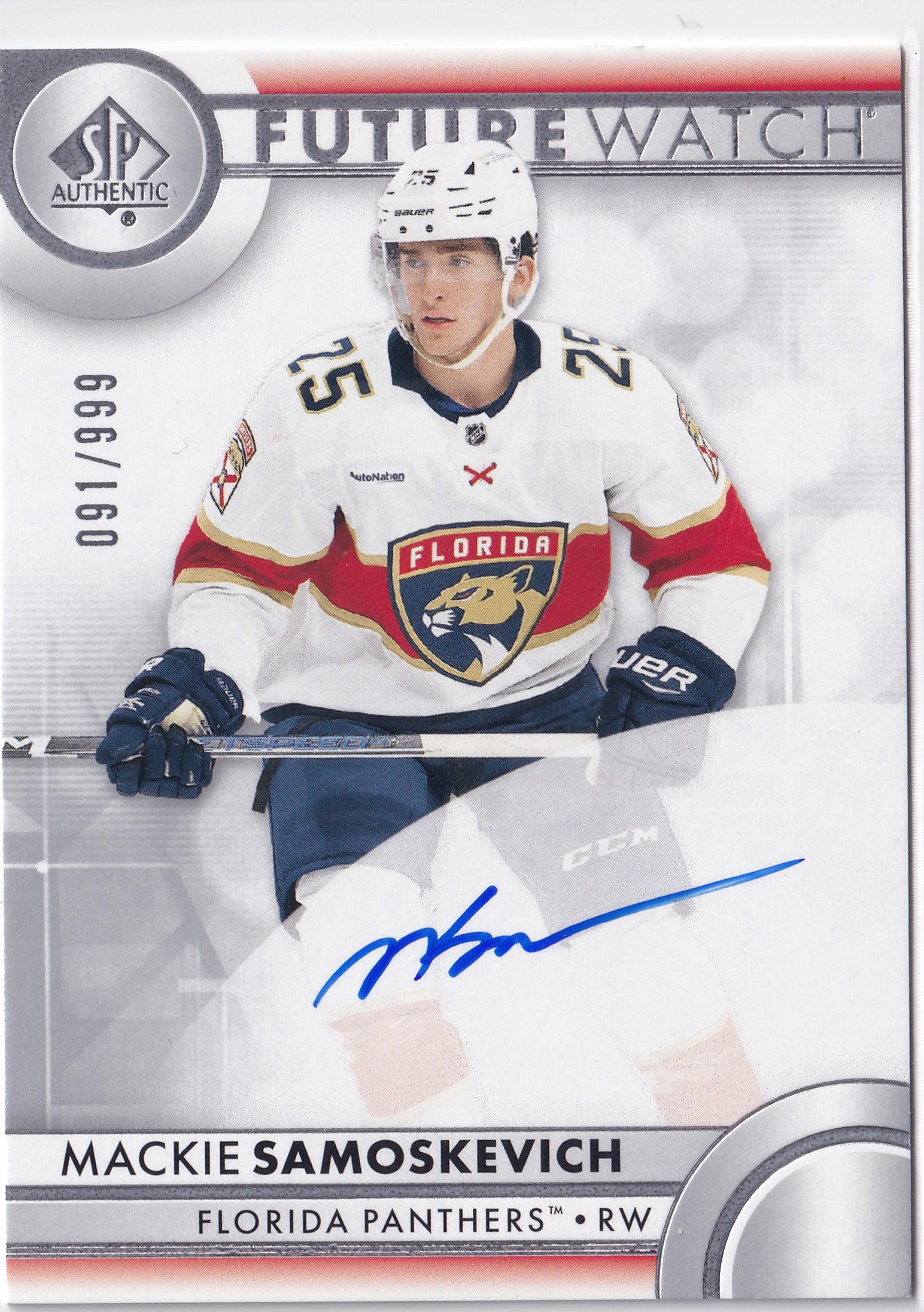 Mackie Samoskevich 2023-24 SP Authentic Future Watch Auto RC #154 /999