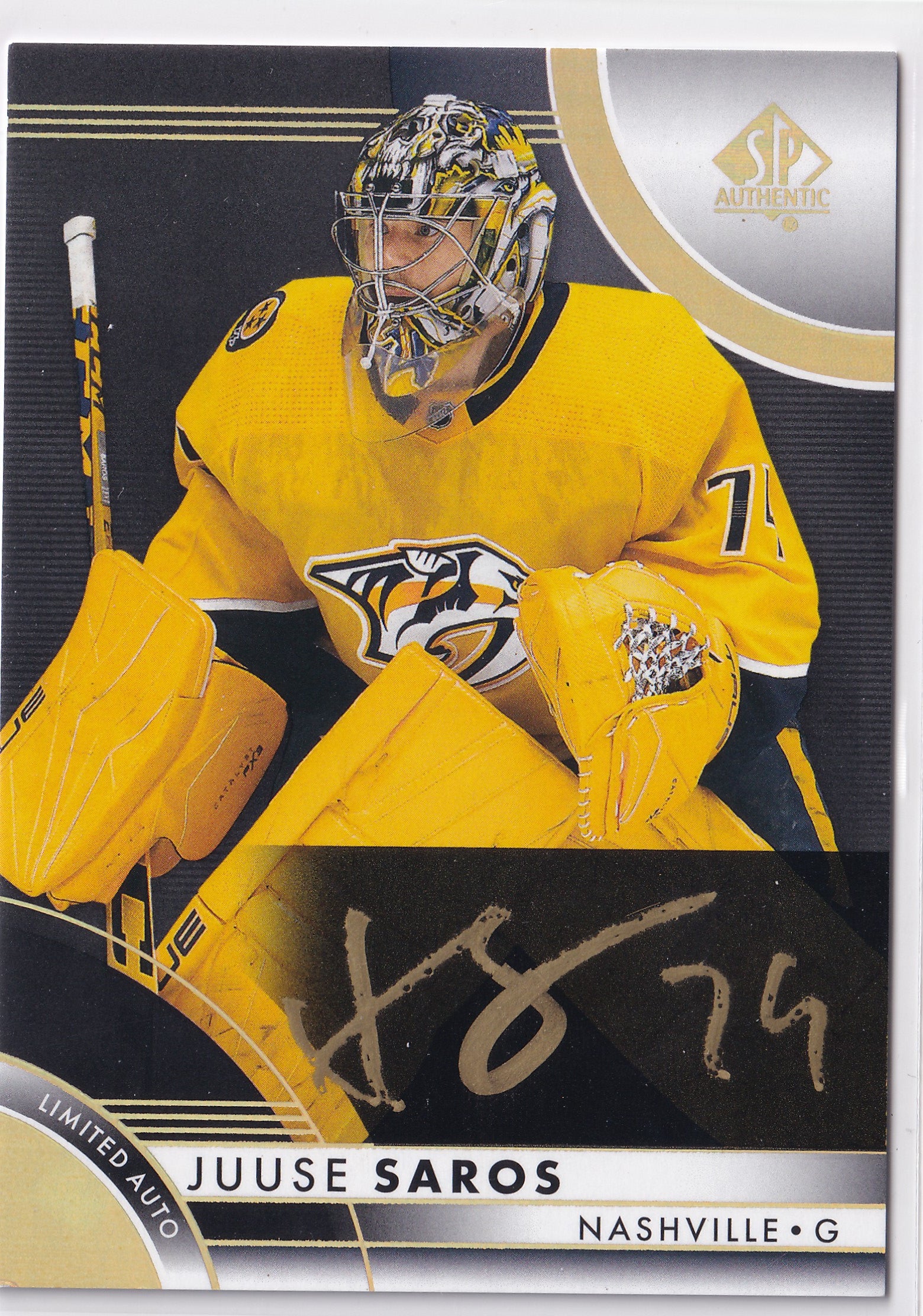 Juuse Saros 2023-24 SP Authentic Limited Auto #70 Nashville Predators