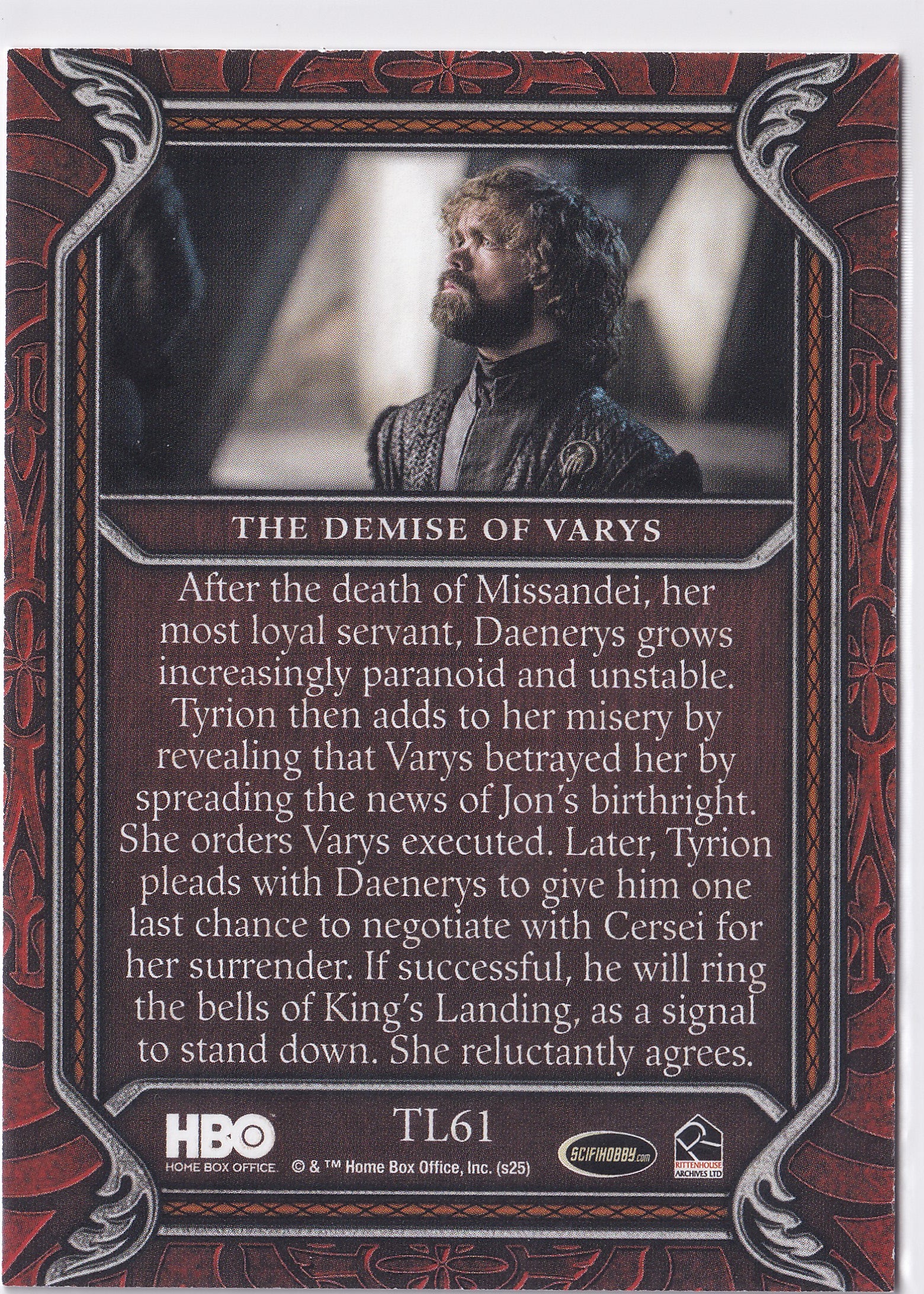 The Demise of Varys 2025 Rittenhouse Game of Thrones: The Great Houses – TL61