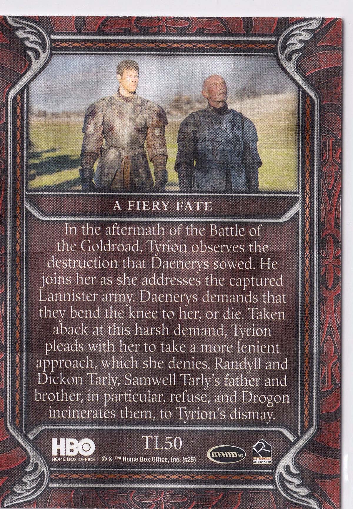 A Fiery Fate 2025 Rittenhouse Game of Thrones: The Great Houses – TL50