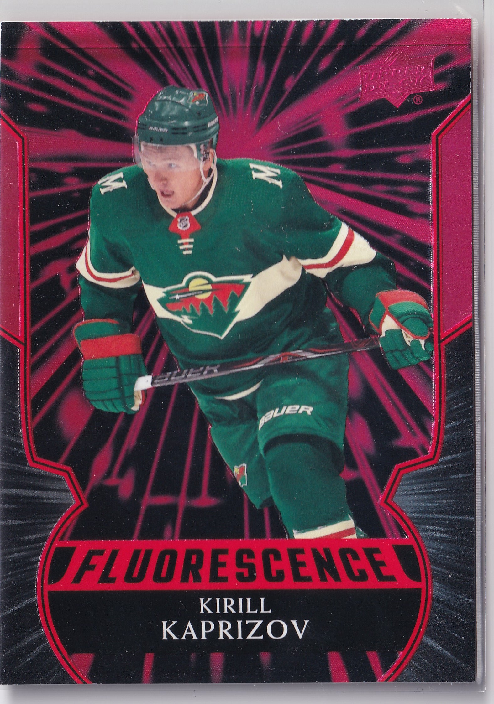 Kirill Kaprizov 2020-21 Upper Deck Series 2 Fluorescence Red RC #F-KK