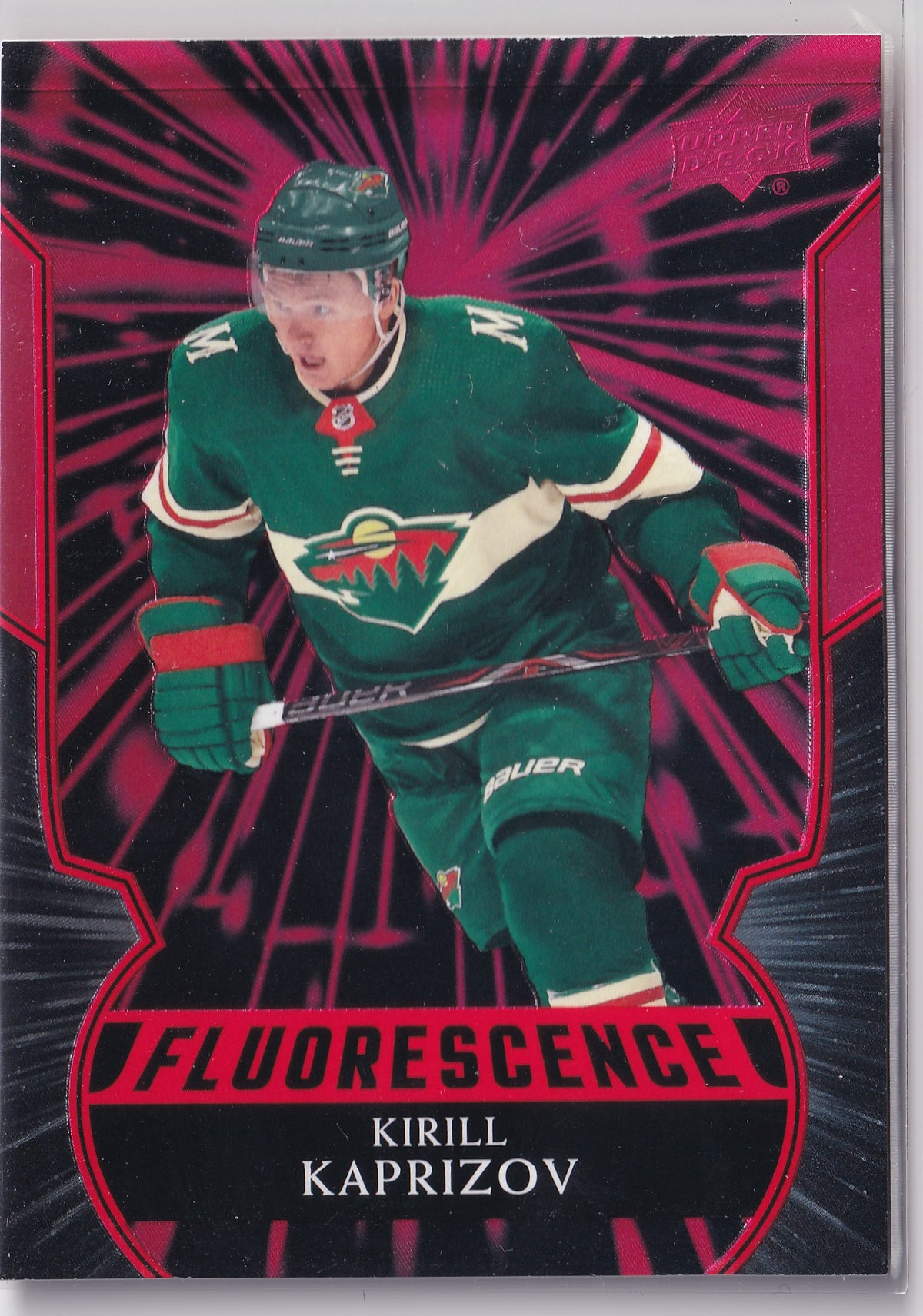 Kirill Kaprizov 2020-21 Upper Deck Series 2 Fluorescence Red RC #F-KK