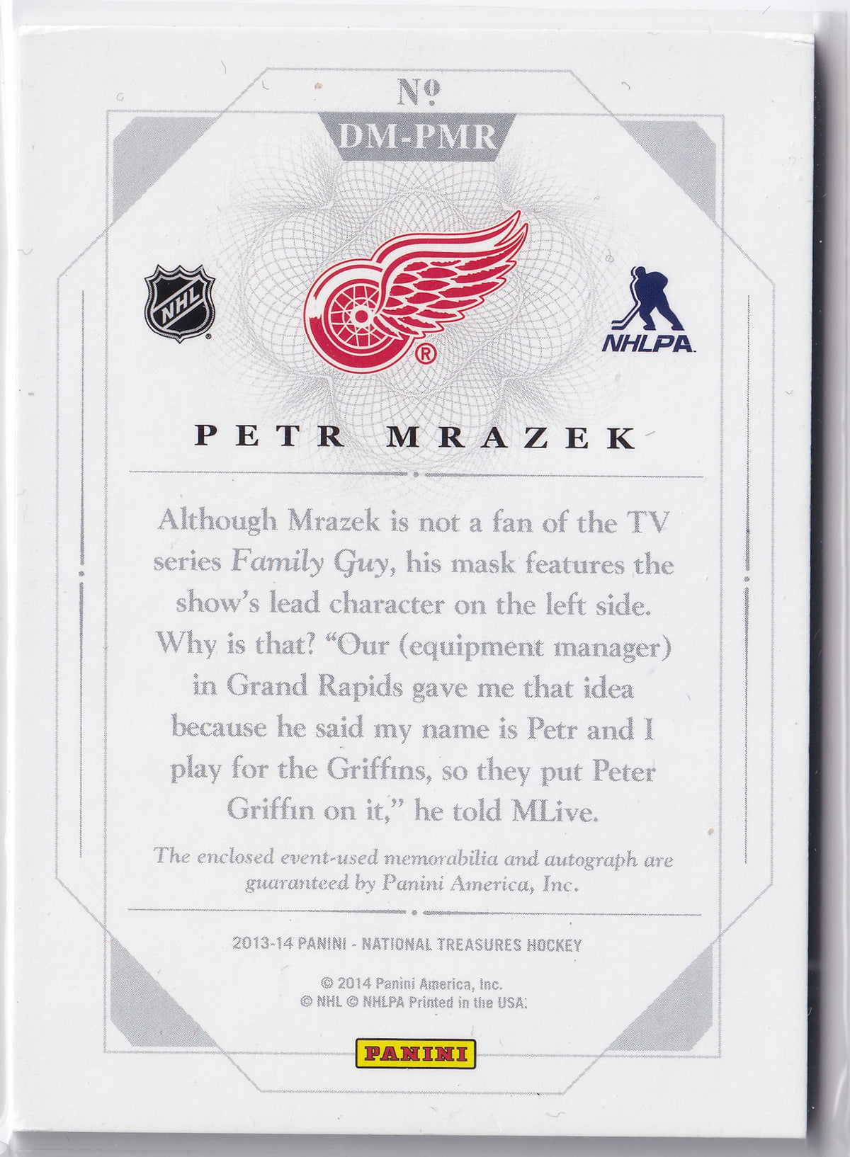Petr Mrázek 2013-14 Panini National Treasures Dual Memorabilia Autographs #DM-PMR Auto Jersey