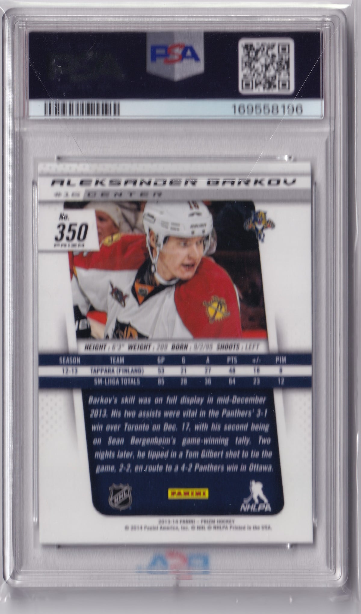 Aleksander Barkov 2013-14 Panini Rookie Anthology Prizm Rookie #350 PSA 8 – Florida Panthers