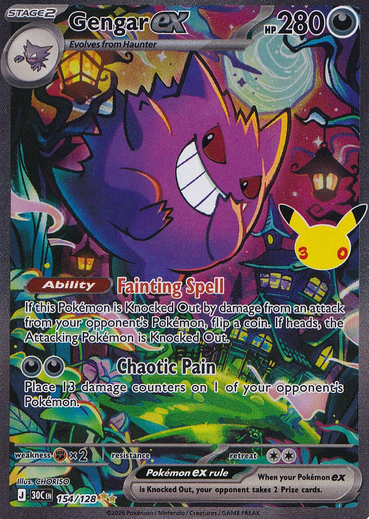 Gengar ex 154/128 – Special Illustration Rare – Pokémon TCG 30th Celebration PSA 10 candinate