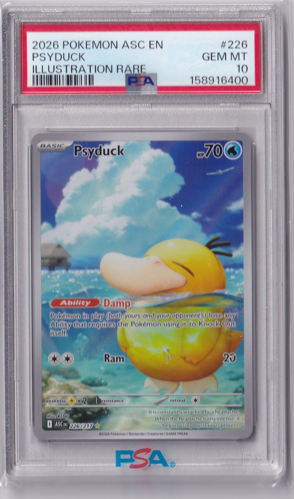 Psyduck 226/217 – Ascended Heroes Illustration Rare – PSA 10