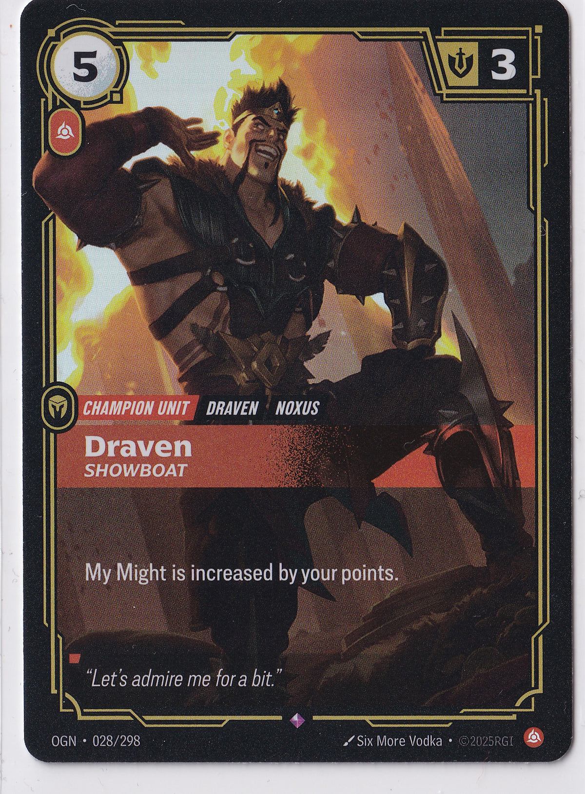 Draven, Showboat 2025 Riftbound: League of Legends Origins Rare Foil – OGN 028/298
