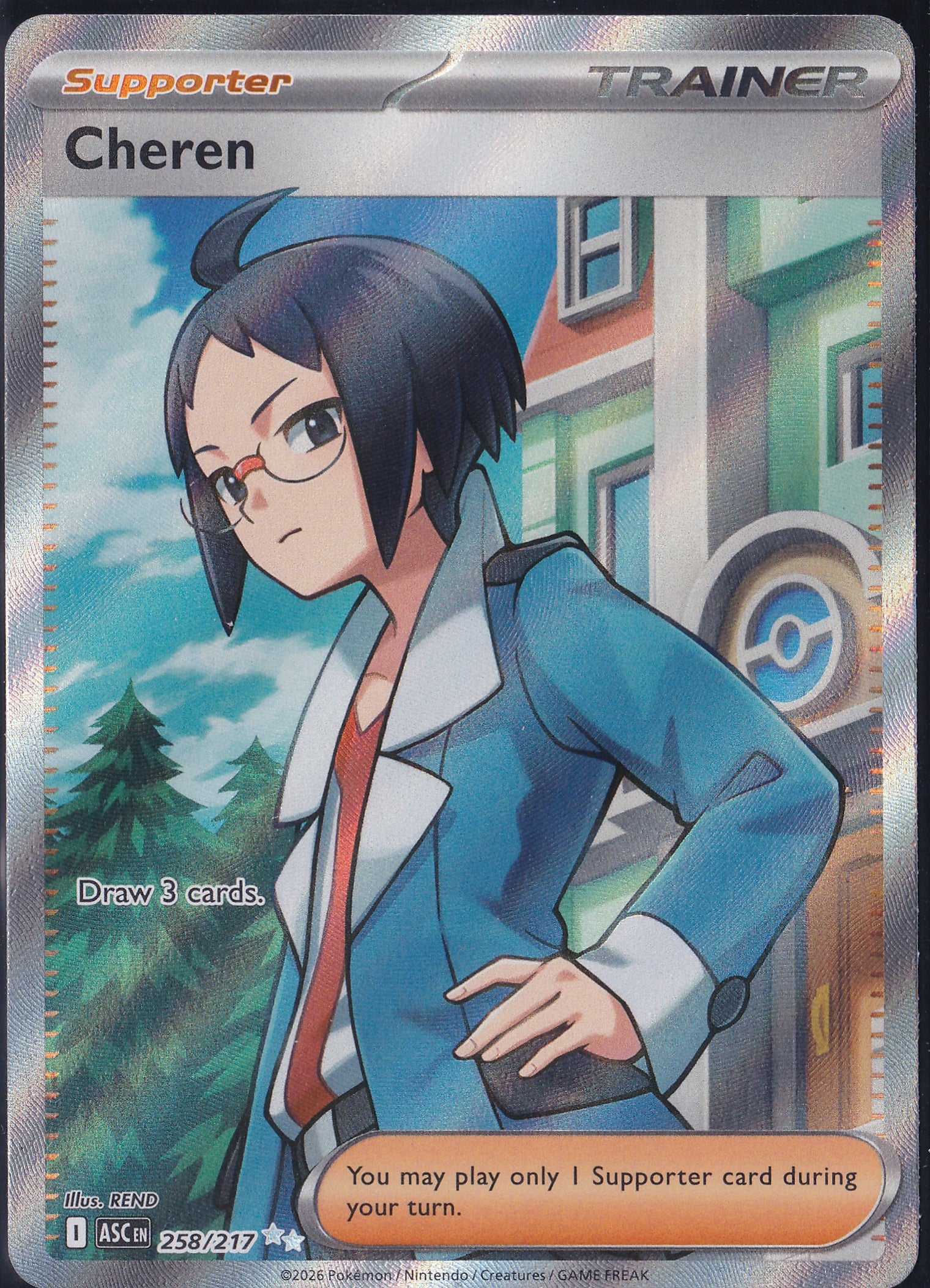 Cheren 2026 Pokémon TCG Ascended Heroes Ultra Rare – 258/217