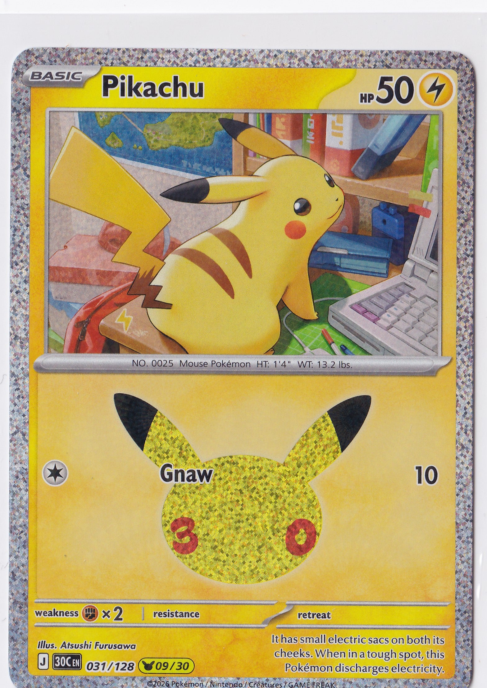 Pikachu 031/128 – 09/30 – 30th Celebration – Holo Rare – EN